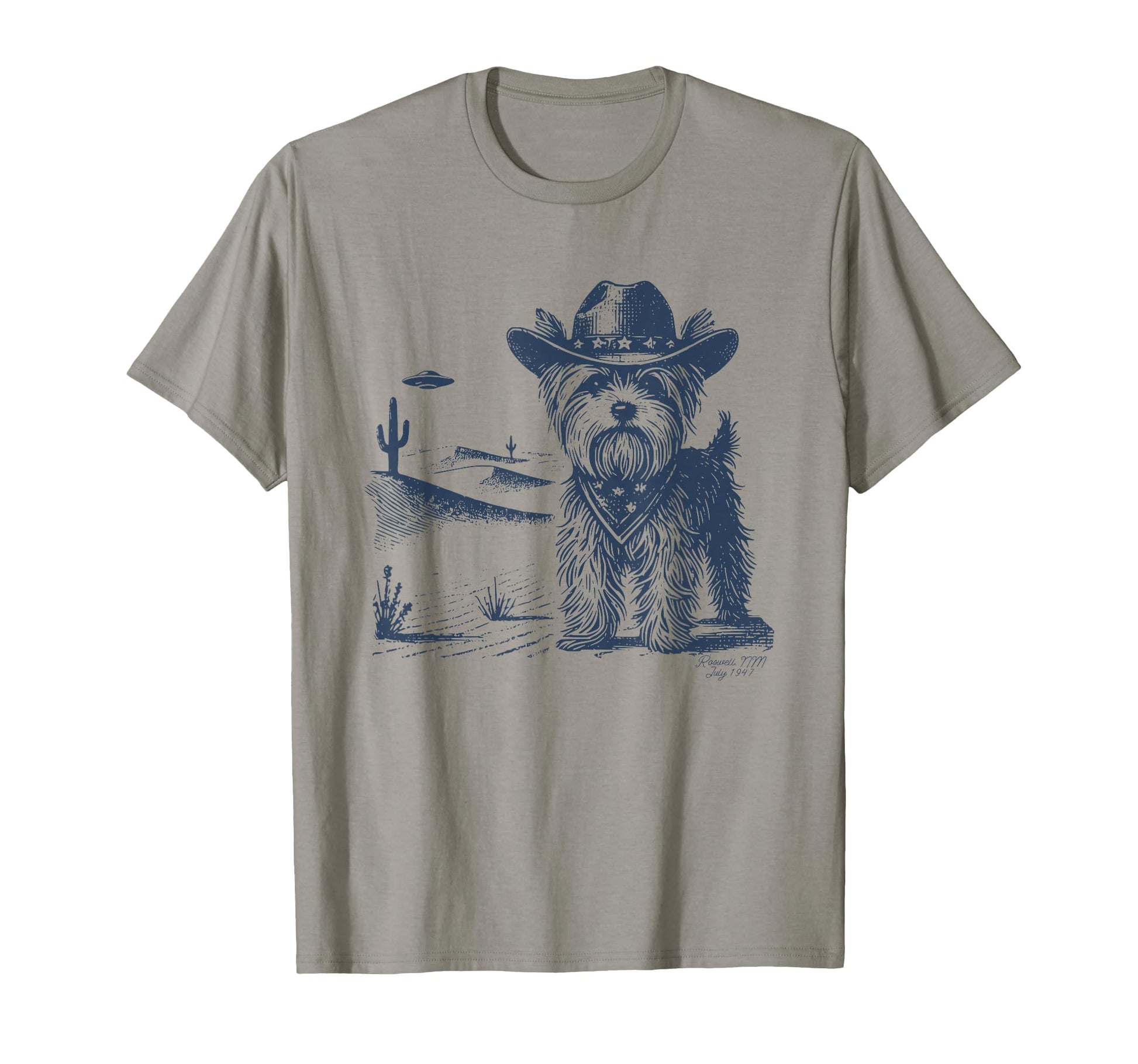 Yorkshire Terrier Cowboy Ufo Yorkie T-Shirt - Minimalist Print Men Women - T-Shirt, Sweatshirt, Hoodie