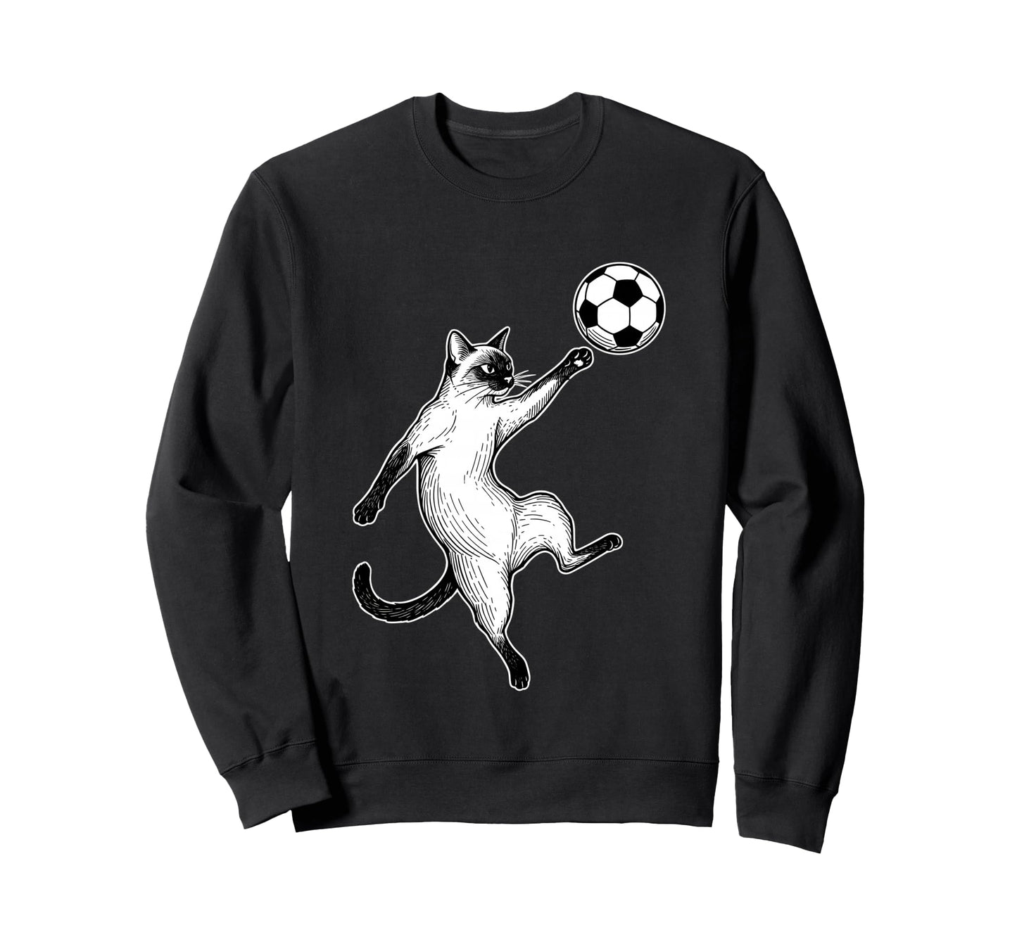 Soccer Siamese Cat Playing Ball Funny Sweatshirt - Trendy Graphic Unisex - T-Shirt, Sweatshirt, Hoodie