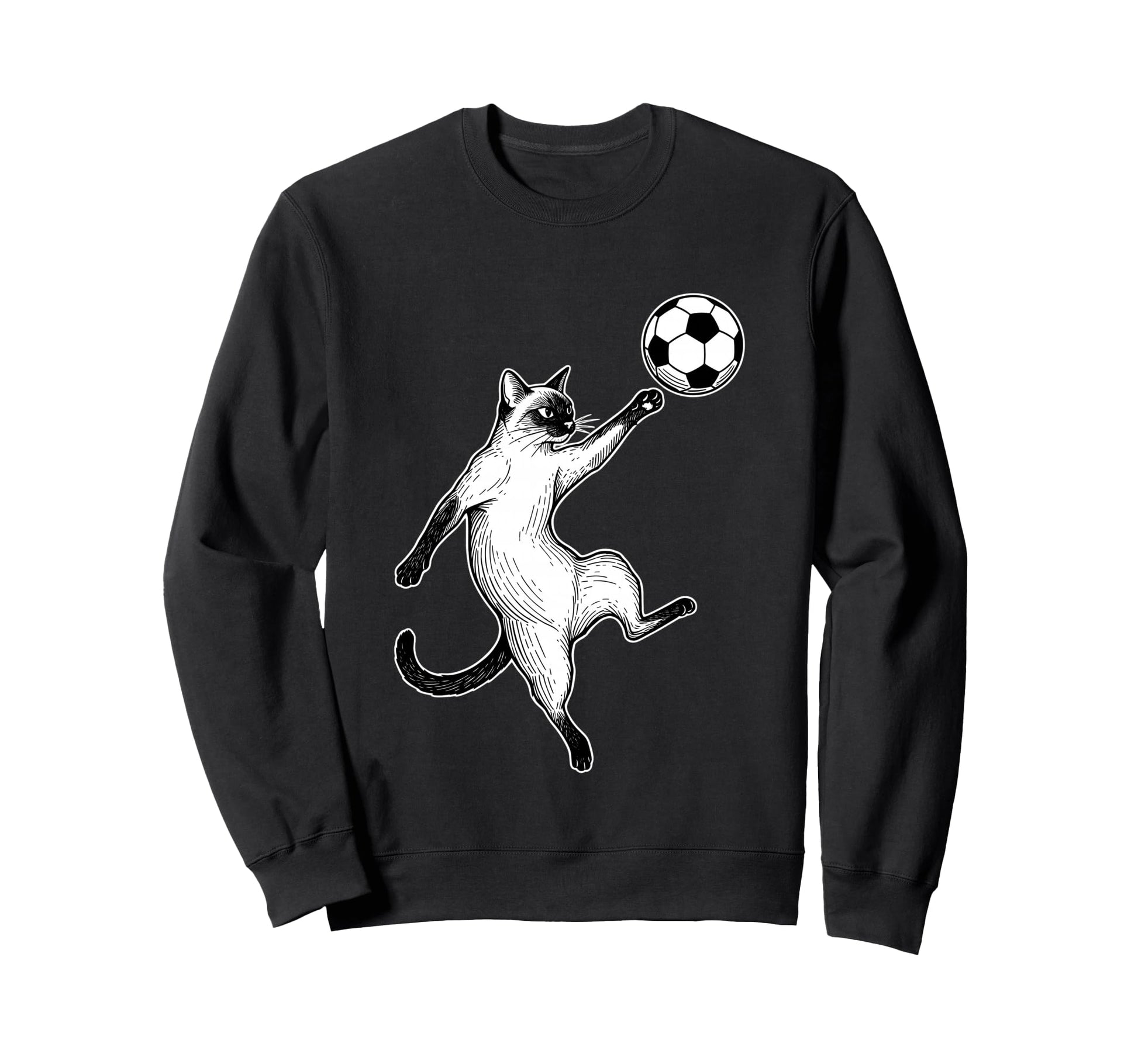 Soccer Siamese Cat Playing Ball Funny Sweatshirt - Trendy Graphic Unisex - T-Shirt, Sweatshirt, Hoodie