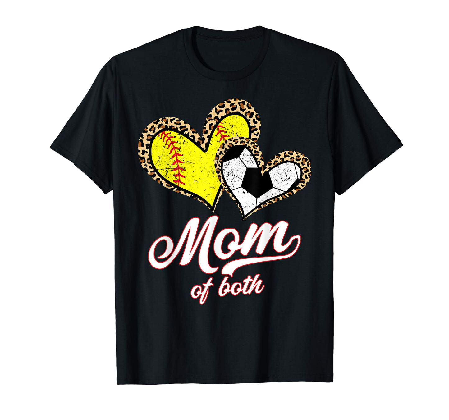 Mom Both Softball Soccer Leopard T-Shirt - Aesthetic Graphic for Adults - T-Shirt, Sweatshirt, Hoodie