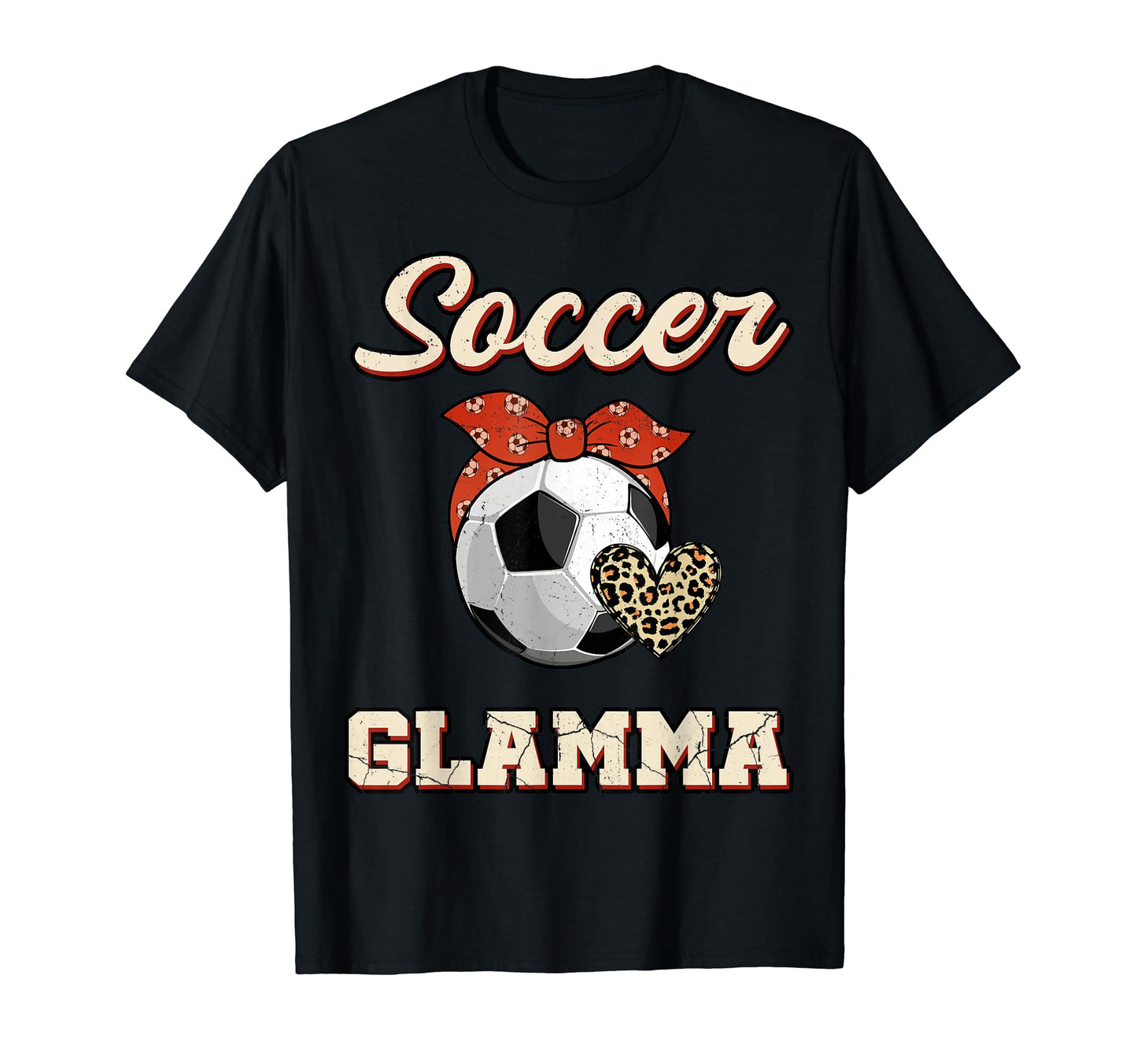Soccer Glamma Bandana Leopard Heart T-Shirt - Minimalist Print Men Women - T-Shirt, Sweatshirt, Hoodie
