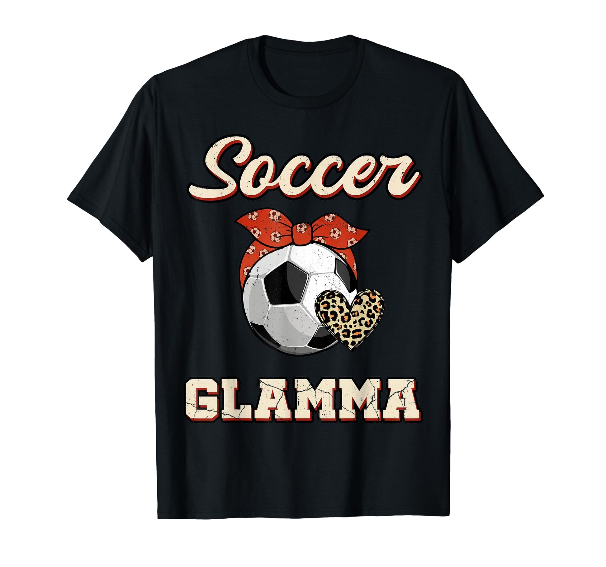 Soccer Glamma Bandana Leopard Heart T-Shirt - Minimalist Print Men Women - T-Shirt, Sweatshirt, Hoodie