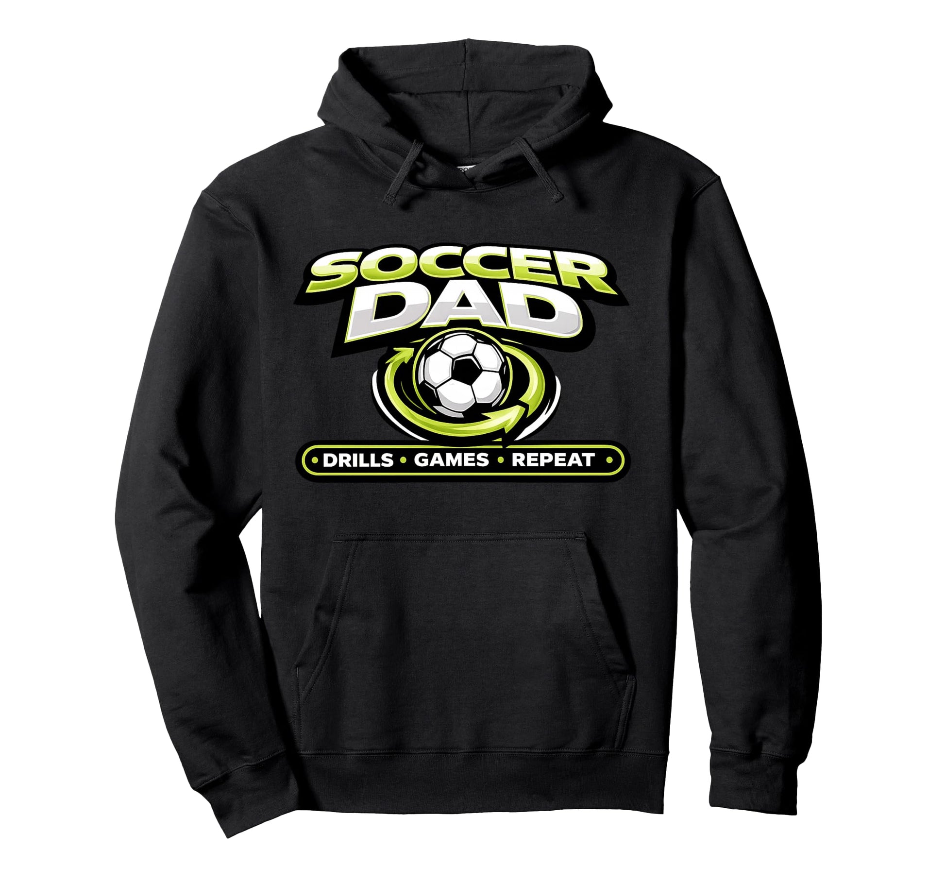 Funny Soccer Dad Drills Games Repeat Hoodie - Aesthetic Graphic Unisex - T-Shirt, Sweatshirt, Hoodie