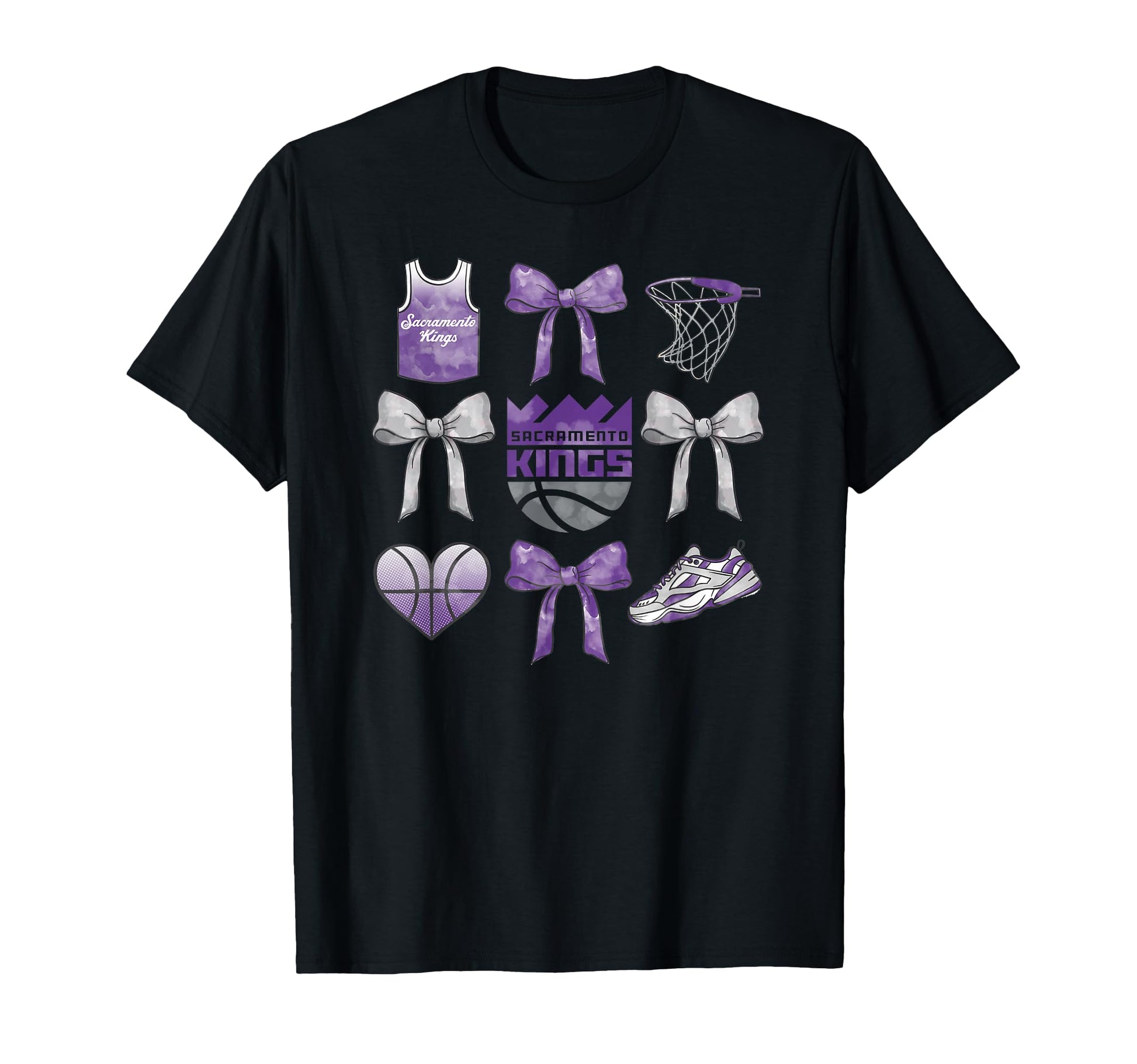 Nba Sacramento Kings Bow Grid T-Shirt - Custom Art Print for Adults - T-Shirt, Sweatshirt, Hoodie