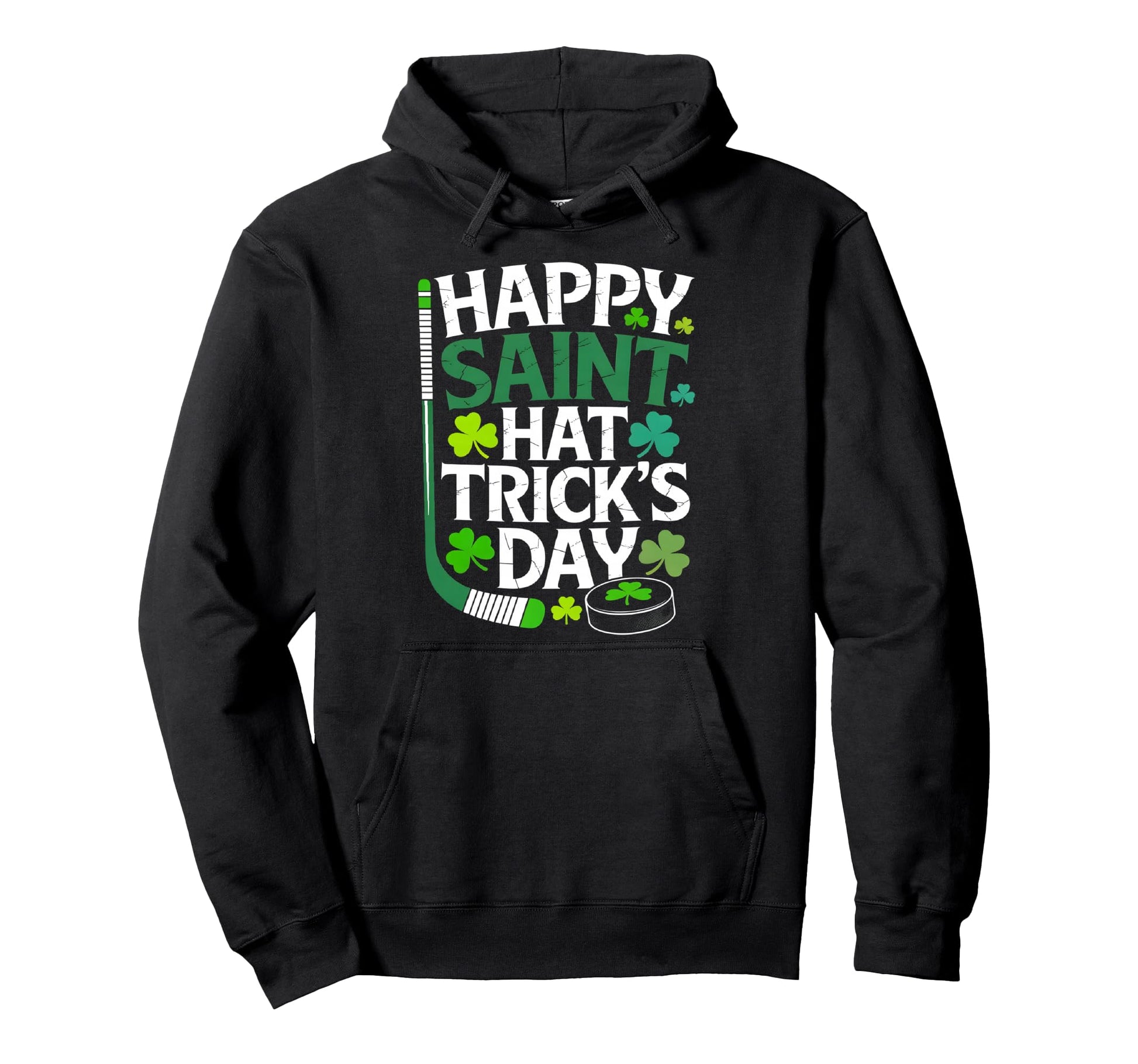 Happy Saint Hat Tricks Day Ice Hockey Hoodie - Minimalist Print for Adults - T-Shirt, Sweatshirt, Hoodie