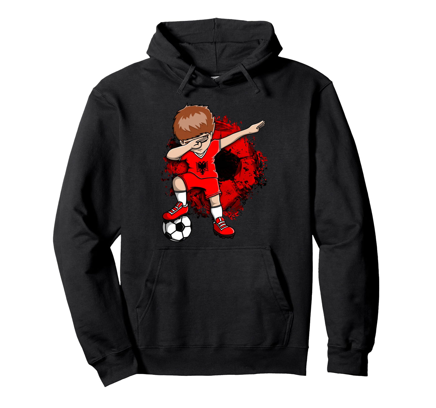 Dabbing Soccer Albania Jersey Hoodie - Aesthetic Graphic for Adults - T-Shirt, Sweatshirt, Hoodie