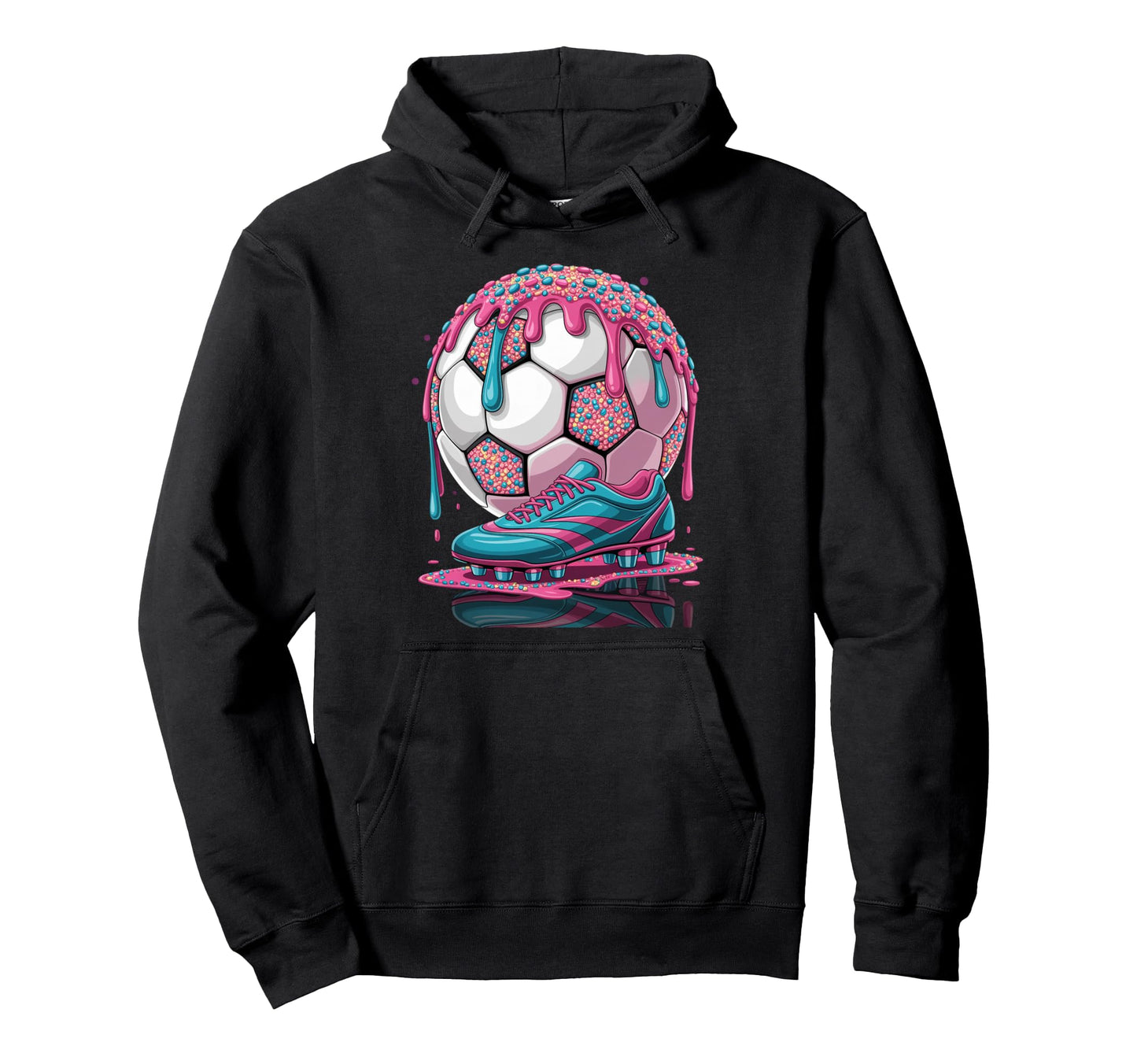 Soccer Ball Drip Ice Cream Drip Game Hoodie - Aesthetic Graphic Unisex - T-Shirt, Sweatshirt, Hoodie