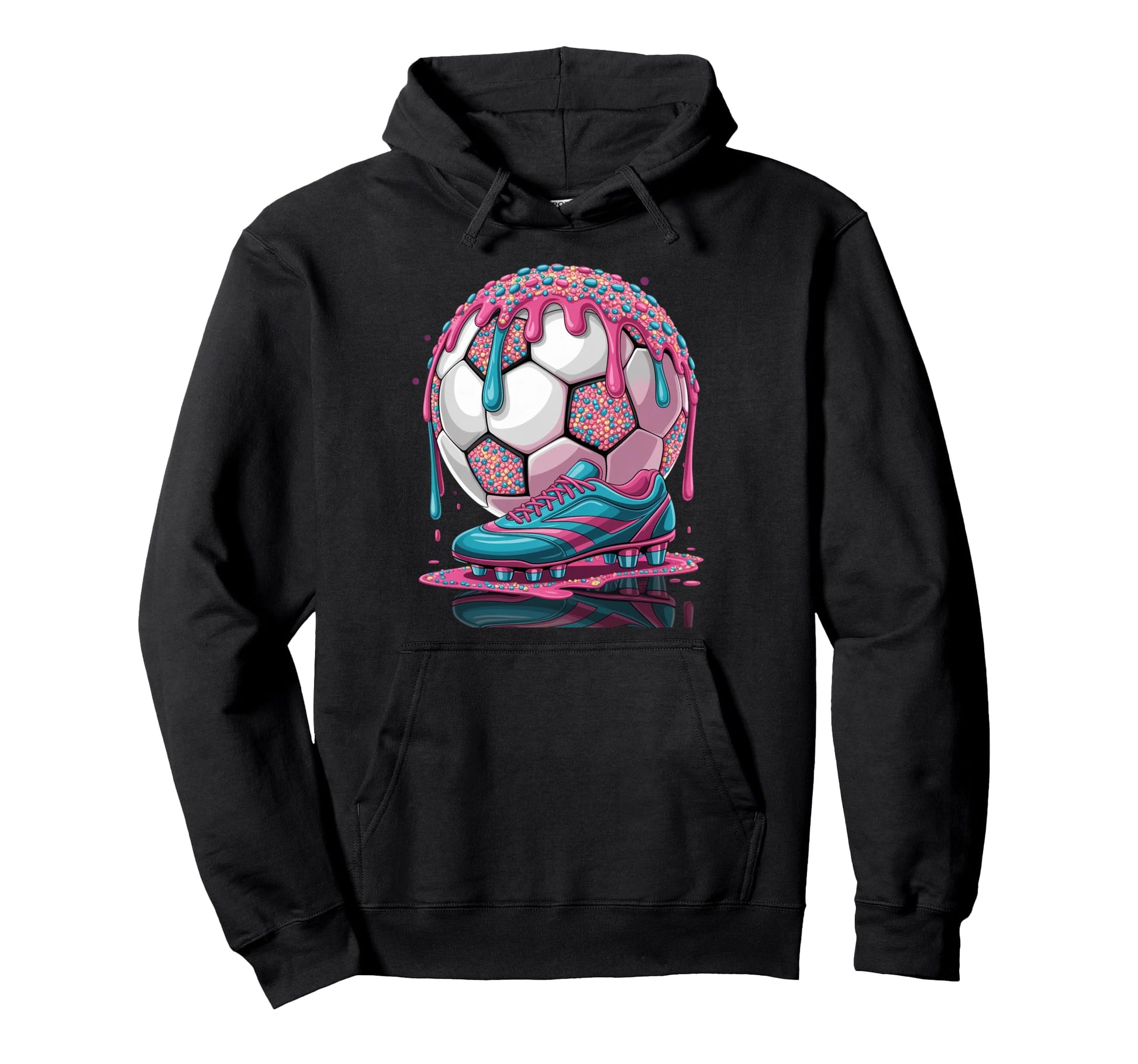 Soccer Ball Drip Ice Cream Drip Game Hoodie - Aesthetic Graphic Unisex - T-Shirt, Sweatshirt, Hoodie