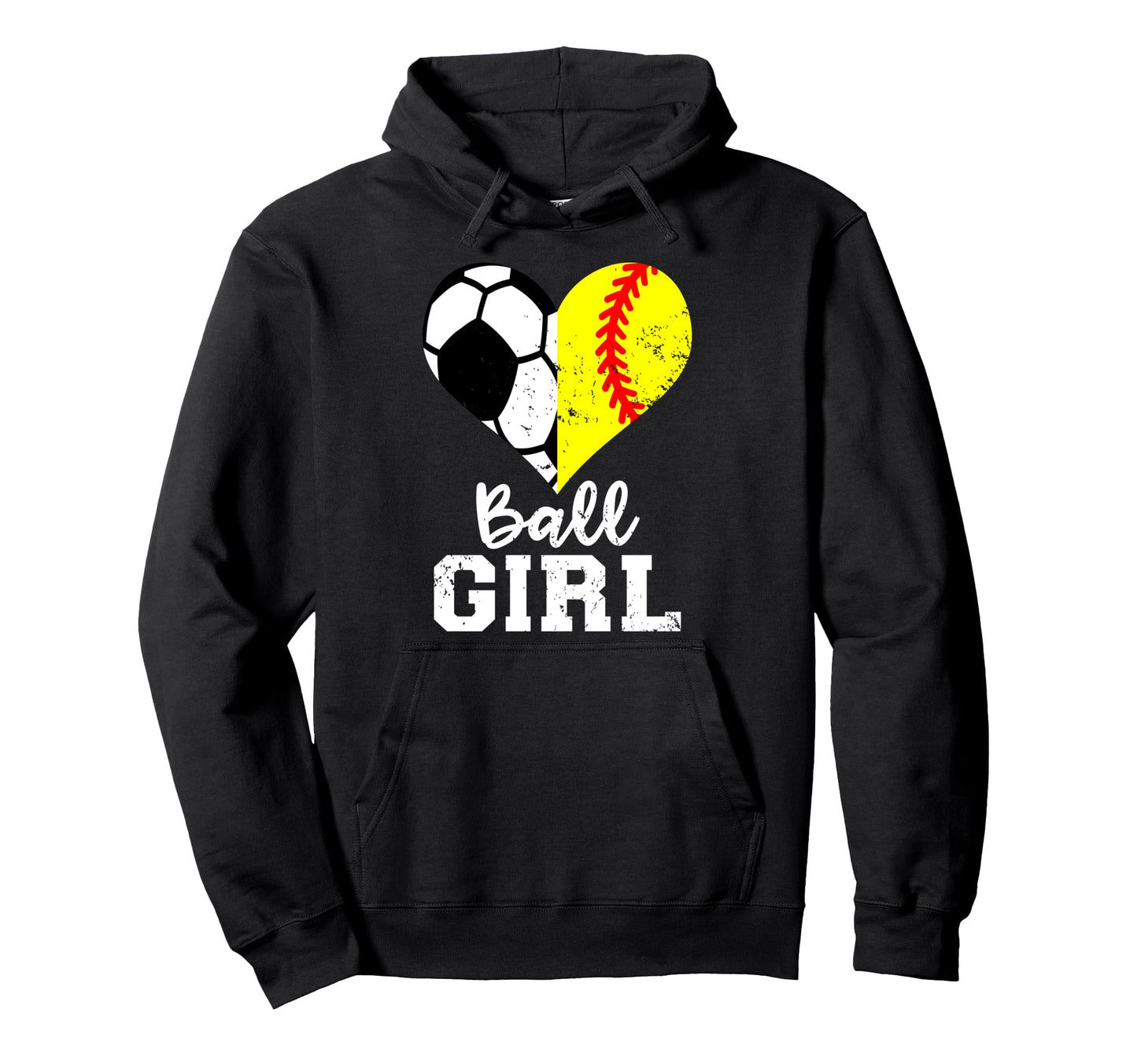 Ball Heart Funny Soccer Softball Hoodie - Casual Everyday Wear Men Women - T-Shirt, Sweatshirt, Hoodie