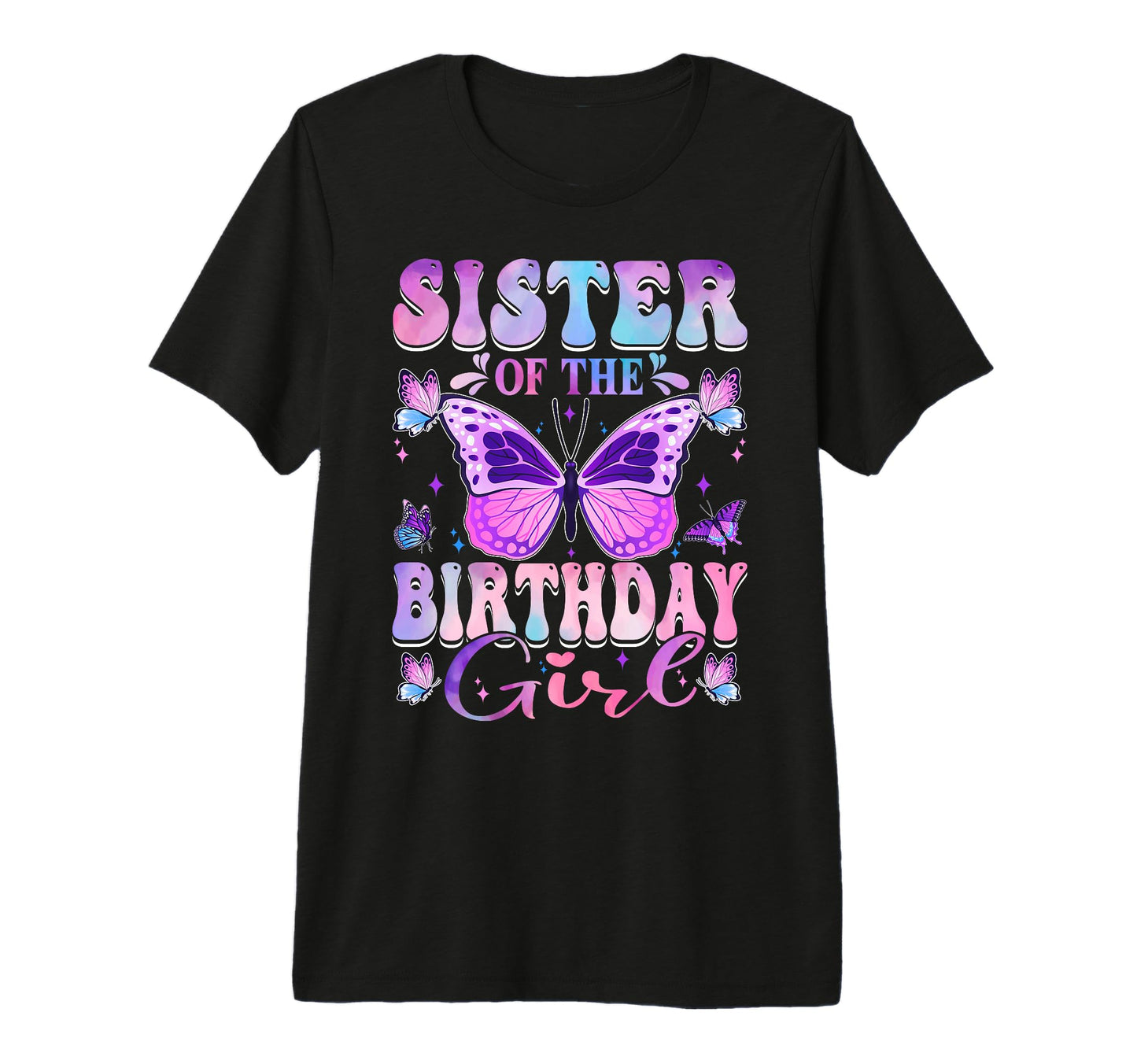 Sister Birthday Butterfly Party Matching T-Shirt - Minimalist Print Unisex - T-Shirt, Sweatshirt, Hoodie