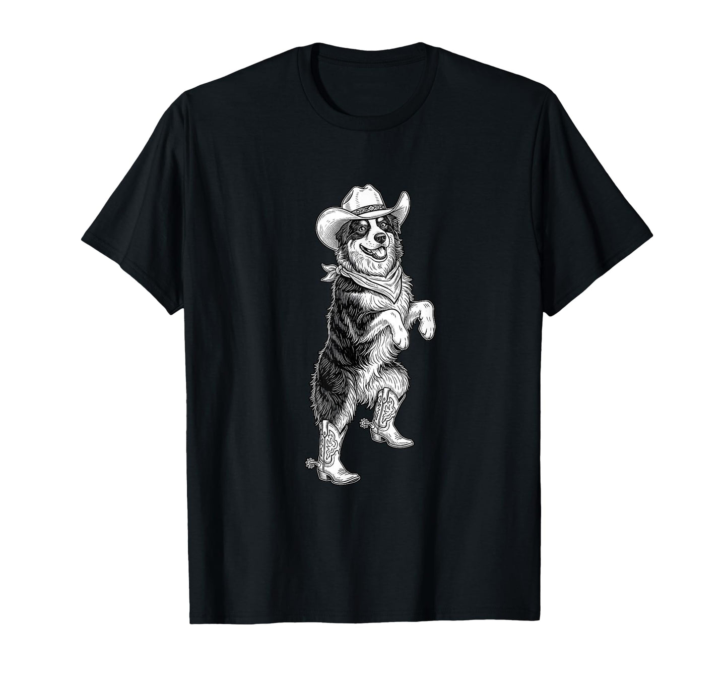 Howdy Australian Shepherd Cowboy T-Shirt - Graphic Print for Adults - T-Shirt, Sweatshirt, Hoodie