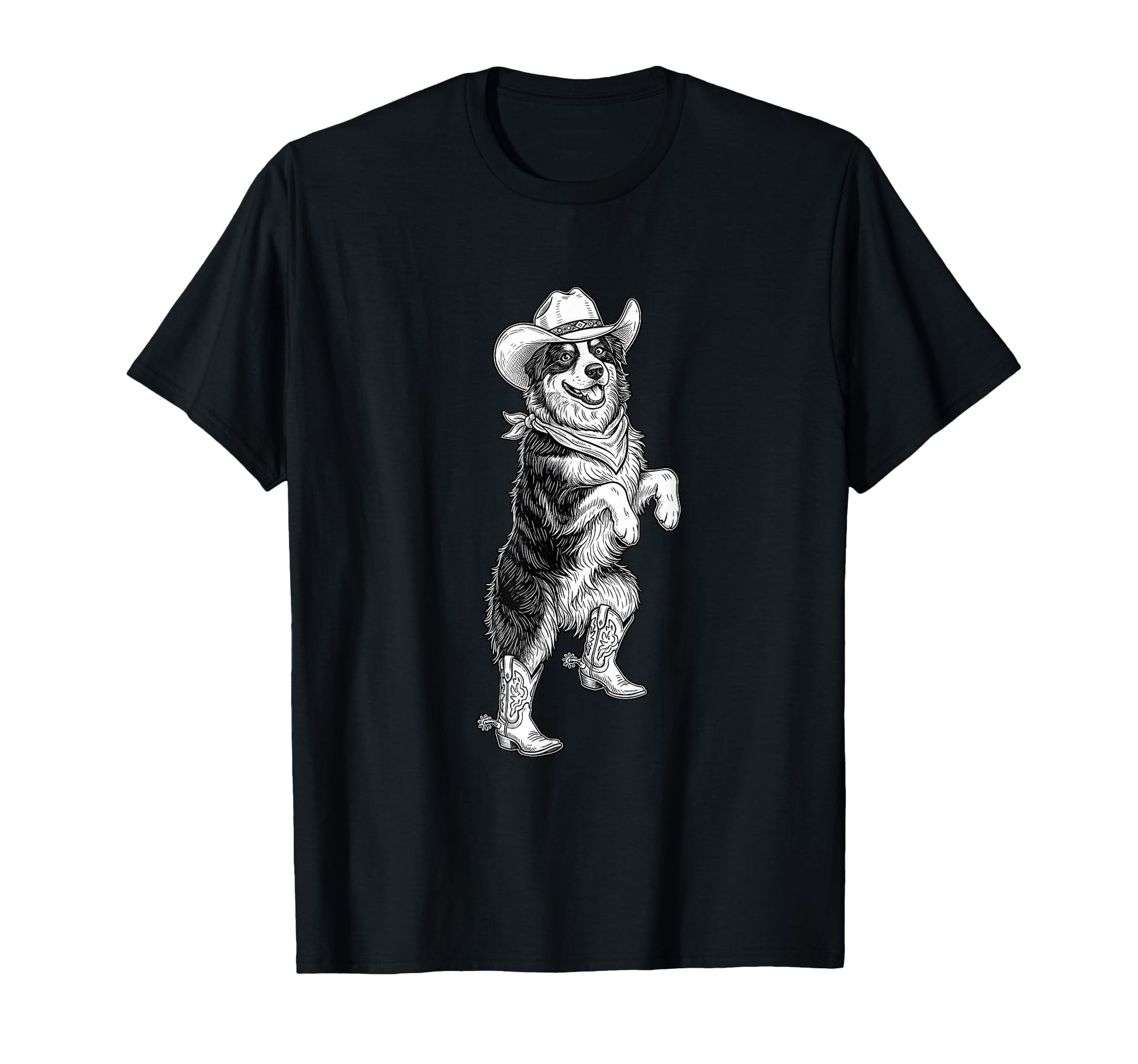 Howdy Australian Shepherd Cowboy T-Shirt - Graphic Print for Adults - T-Shirt, Sweatshirt, Hoodie