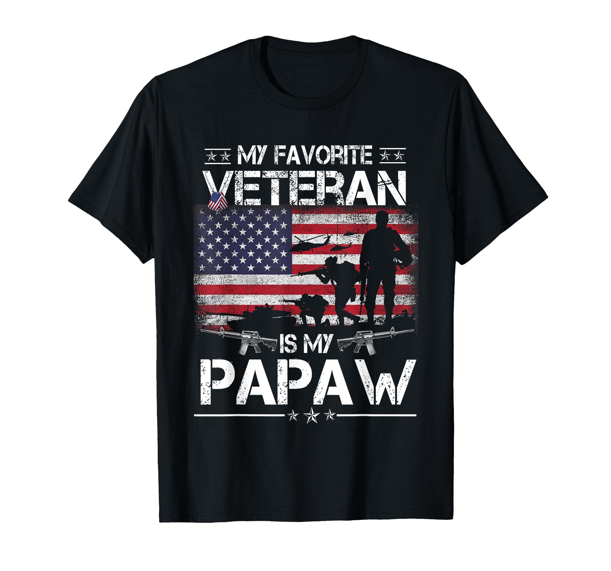 My Favorite Veteran Is My Papaw Flag T-Shirt - Minimalist Print Men Women - T-Shirt, Sweatshirt, Hoodie