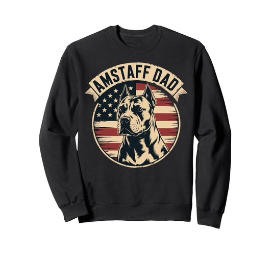 Amstaff Dad Sunset Staffordshire Ter Sweatshirt - Trendy Graphic Unisex - T-Shirt, Sweatshirt, Hoodie
