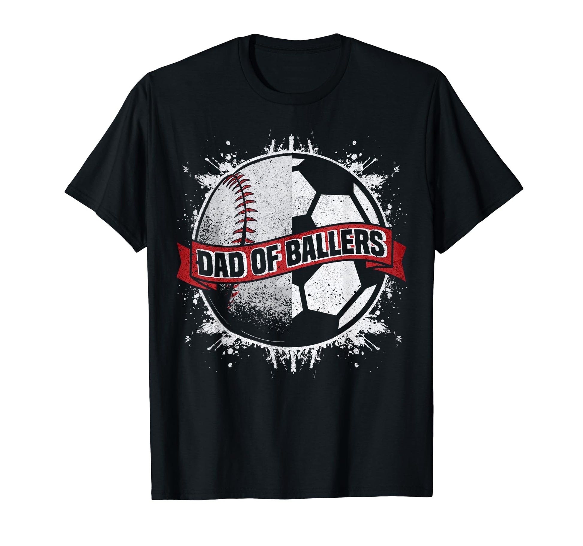 Mens Dad Both Baseball Soccer Dad Ballers T-Shirt - Custom Art Print Unisex - T-Shirt, Sweatshirt, Hoodie