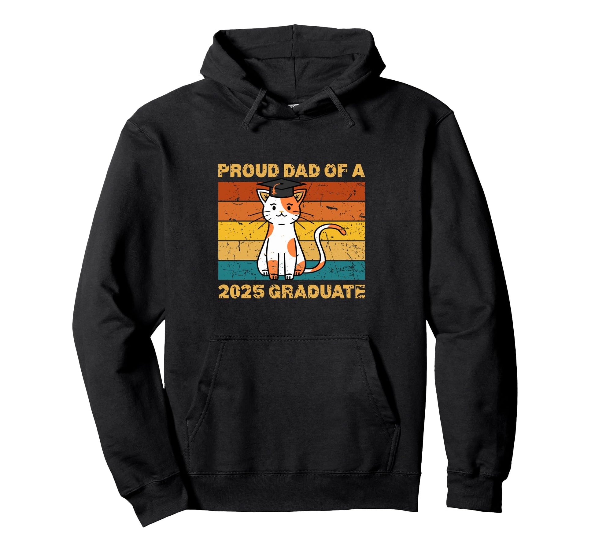 Proud Dad 2025 Graduate Cat Hoodie - Graphic Print Unisex - T-Shirt, Sweatshirt, Hoodie