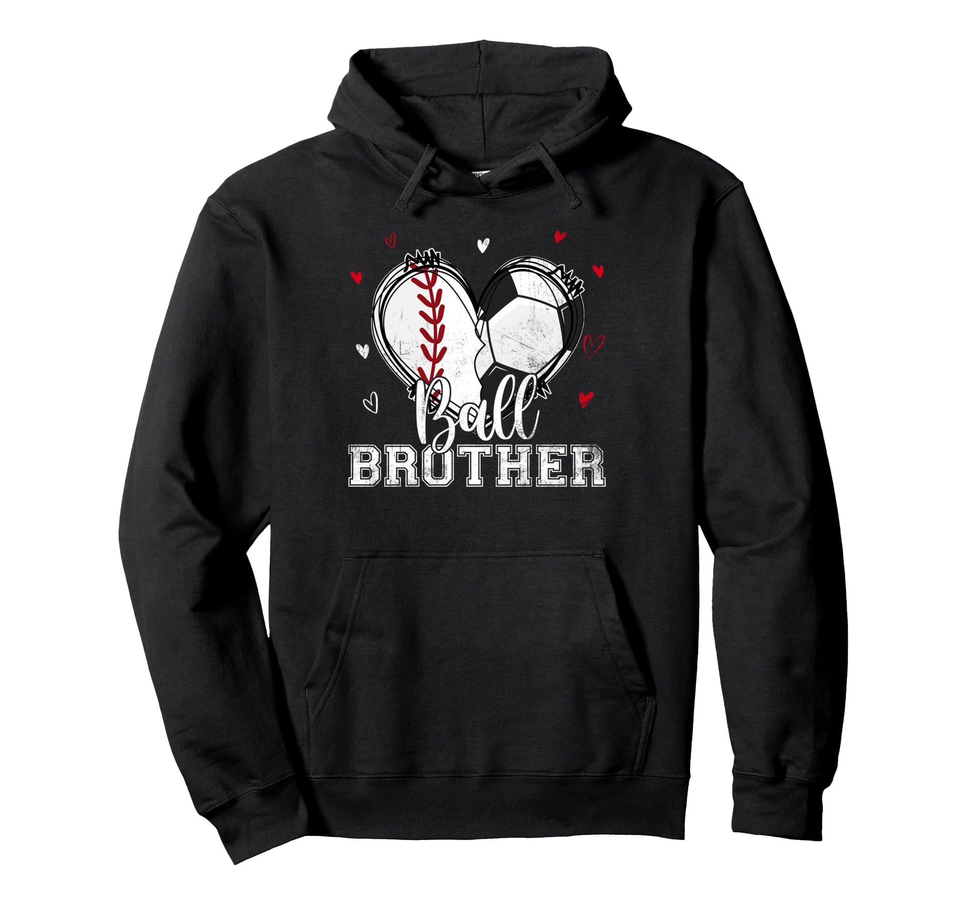 Ball Brother Baseball Soccer Heart Nana Hoodie - Novelty Apparel Unisex - T-Shirt, Sweatshirt, Hoodie