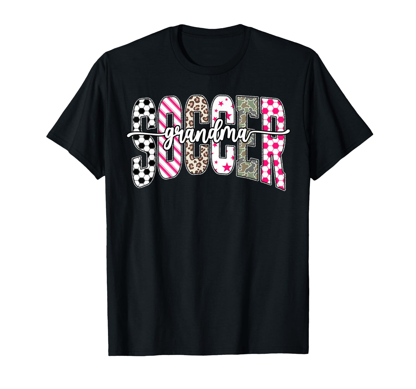 Soccer Grandma Game Day Stripes Leopard T-Shirt - Novelty Apparel Unisex - T-Shirt, Sweatshirt, Hoodie