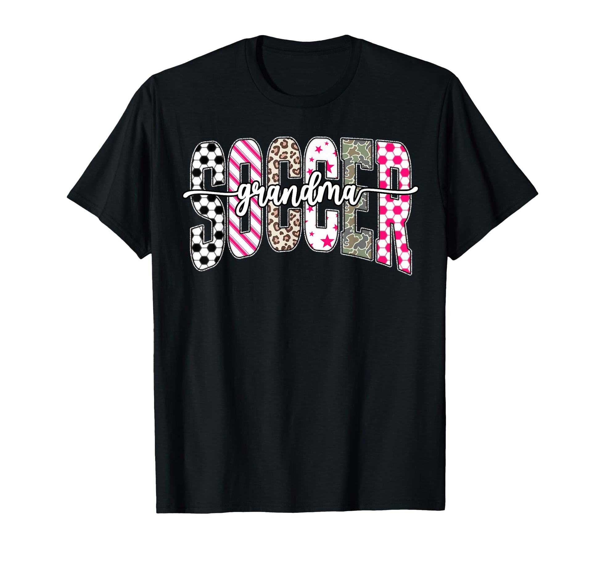 Soccer Grandma Game Day Stripes Leopard T-Shirt - Novelty Apparel Unisex - T-Shirt, Sweatshirt, Hoodie