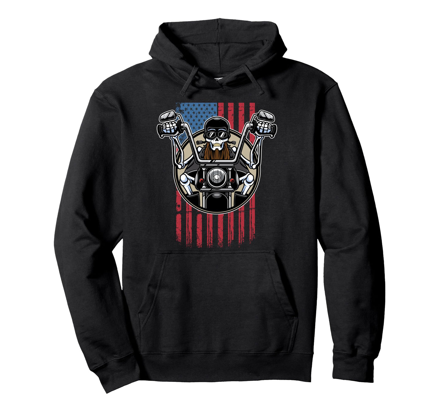Biker Dad American Us Flag Motorcycle Hoodie - Casual Everyday Wear Unisex - T-Shirt, Sweatshirt, Hoodie