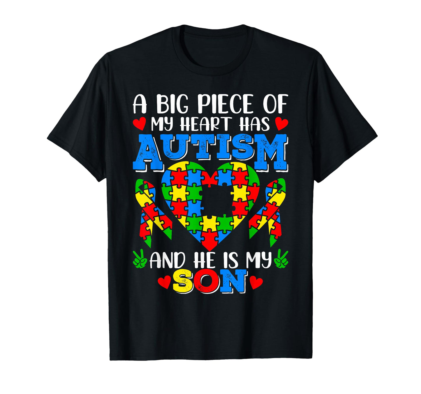 Big Piece My Heart Has Autism Awareness T-Shirt - Custom Art Print Unisex - T-Shirt, Sweatshirt, Hoodie