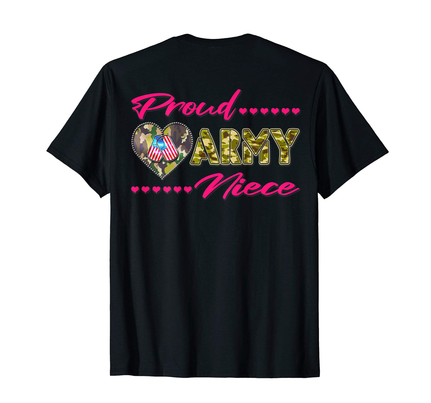 Proud Army Niece Camo Us Flag Dog T-Shirt - Casual Everyday Wear Men Women - T-Shirt, Sweatshirt, Hoodie
