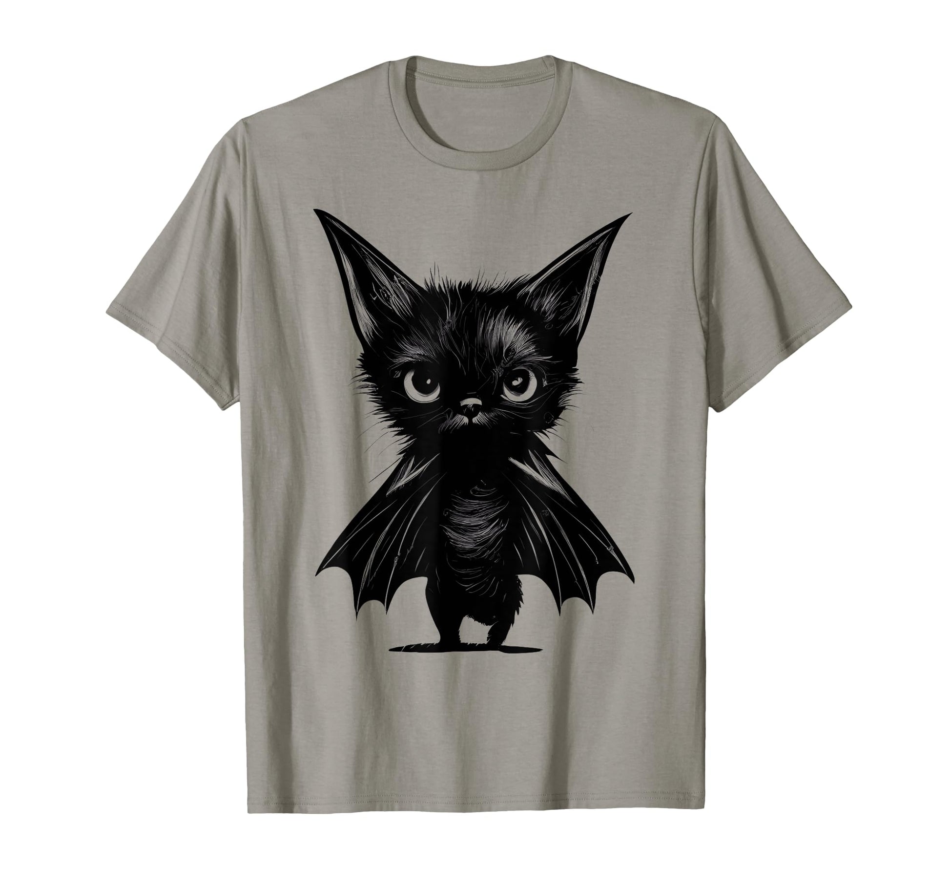 Halloween Grumpy Black Kitten Bat Costume T-Shirt - Trendy Graphic Unisex - T-Shirt, Sweatshirt, Hoodie