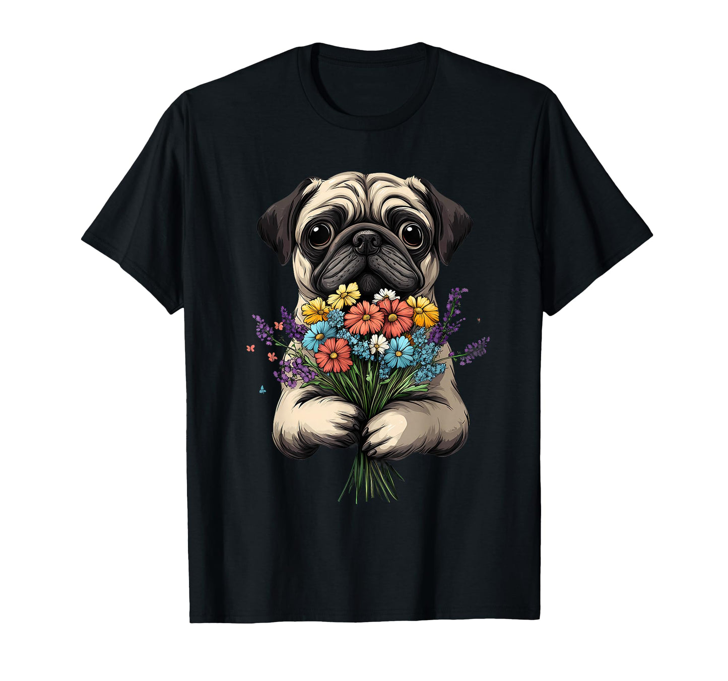 Pug Dog Face Colorful Portrait Animal T-Shirt - Minimalist Print Men Women - T-Shirt, Sweatshirt, Hoodie