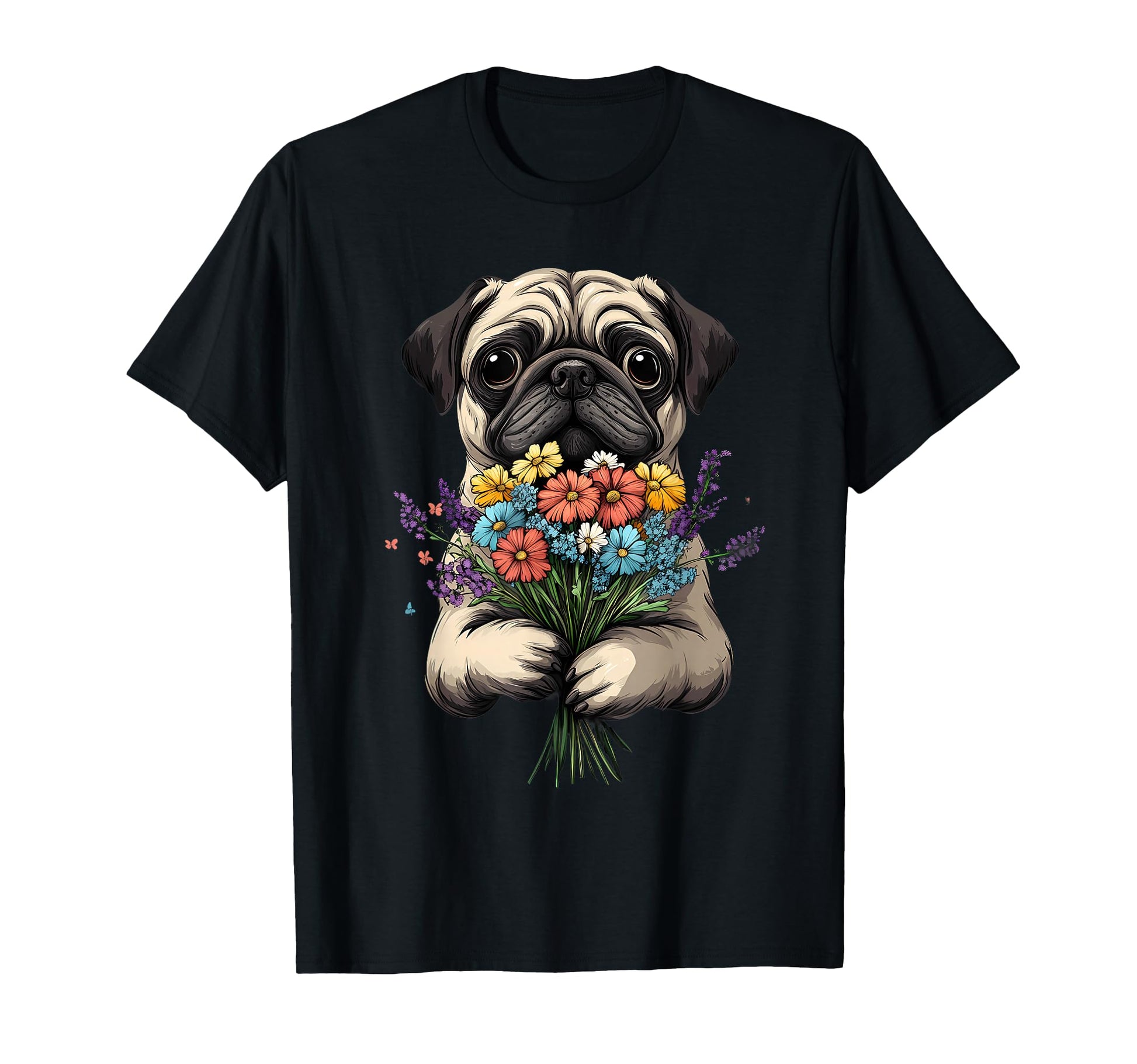 Pug Dog Face Colorful Portrait Animal T-Shirt - Minimalist Print Men Women - T-Shirt, Sweatshirt, Hoodie