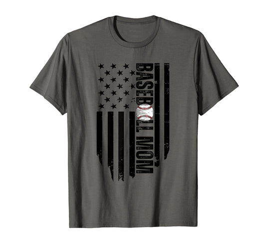 Baseball Mom Usa Flag Baseball Mama T-Shirt - Novelty Apparel Men Women - T-Shirt, Sweatshirt, Hoodie