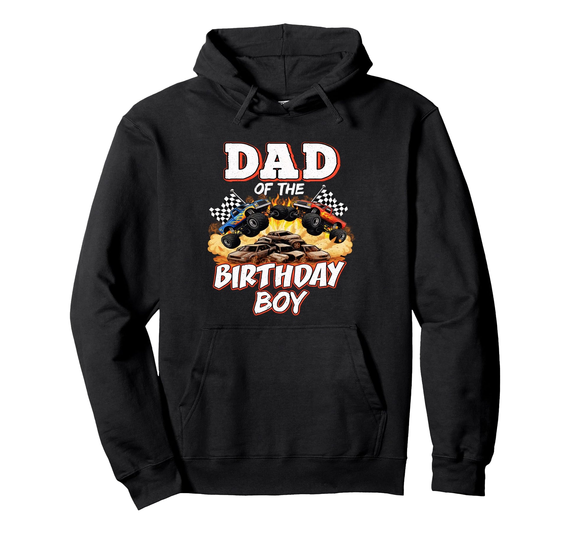 Dad Birthday Monster Truck Birthday Hoodie - Unique Graphic Unisex - T-Shirt, Sweatshirt, Hoodie