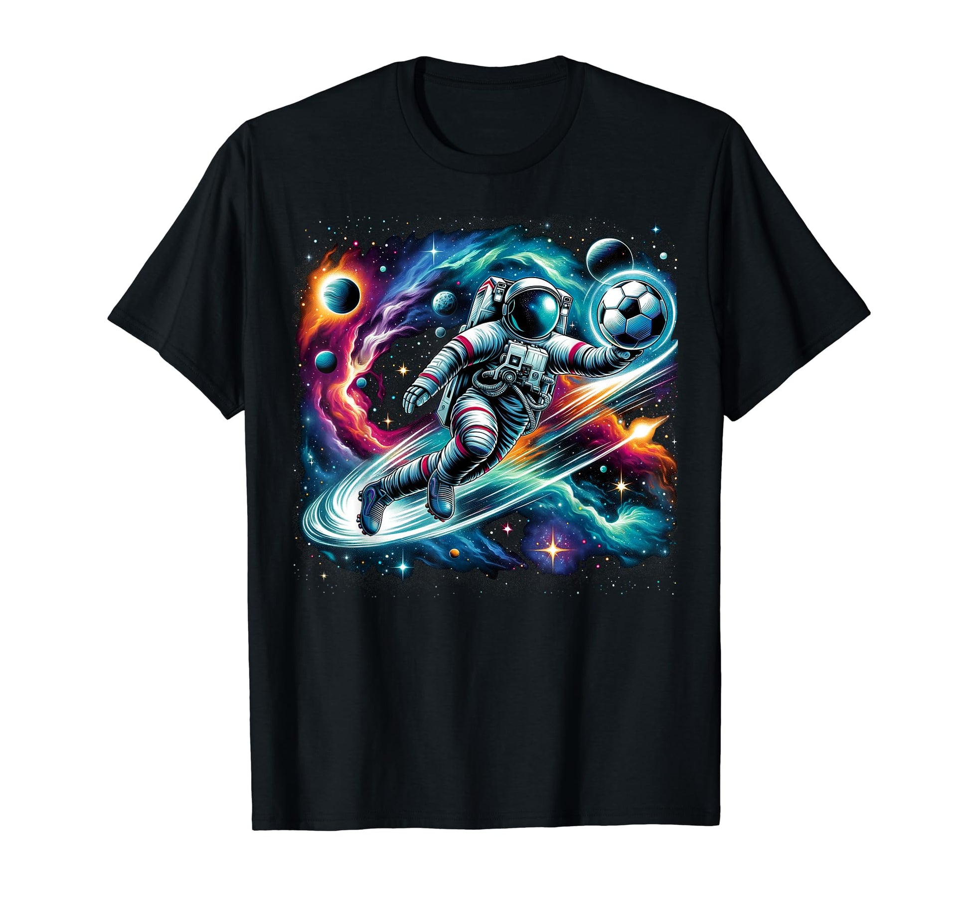 Galaxy Soccer Player Astronaut Soccer T-Shirt - Minimalist Print Unisex - T-Shirt, Sweatshirt, Hoodie