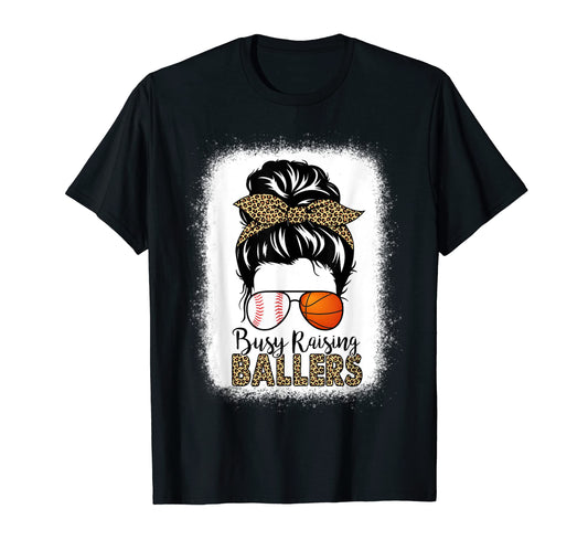 Basketball Baseball Mom Busy Raising T-Shirt - Unique Graphic Unisex - T-Shirt, Sweatshirt, Hoodie