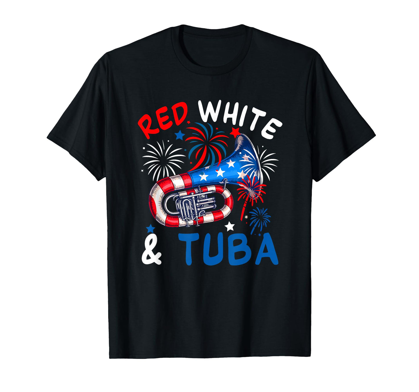 Red White And Tuba 4Th July Us Flag T-Shirt - Streetwear Style for Adults - T-Shirt, Sweatshirt, Hoodie