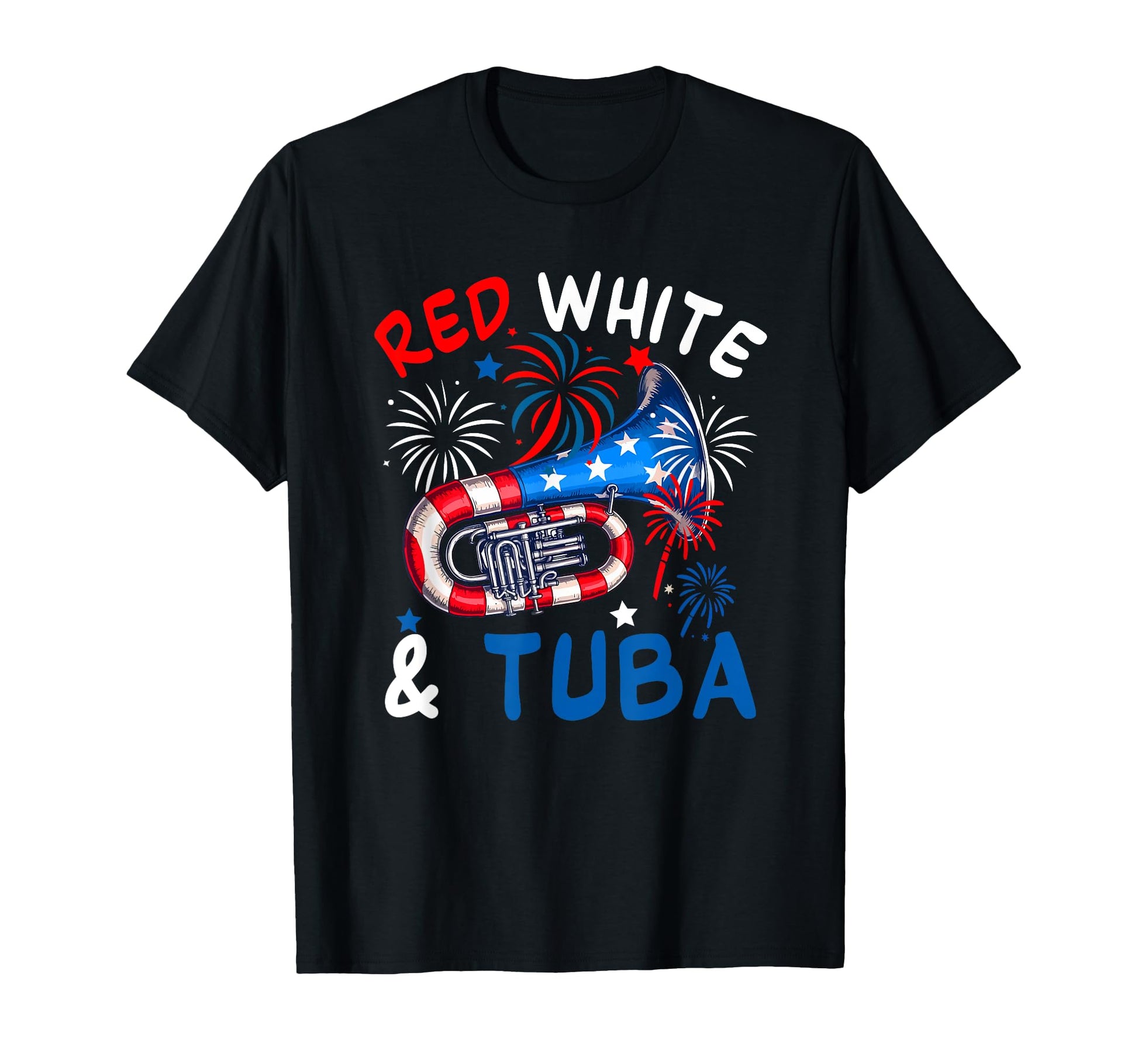 Red White And Tuba 4Th July Us Flag T-Shirt - Streetwear Style for Adults - T-Shirt, Sweatshirt, Hoodie