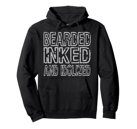 Bearded Inked And Awesome Tattooed Dad Hoodie - Graphic Print Unisex - T-Shirt, Sweatshirt, Hoodie