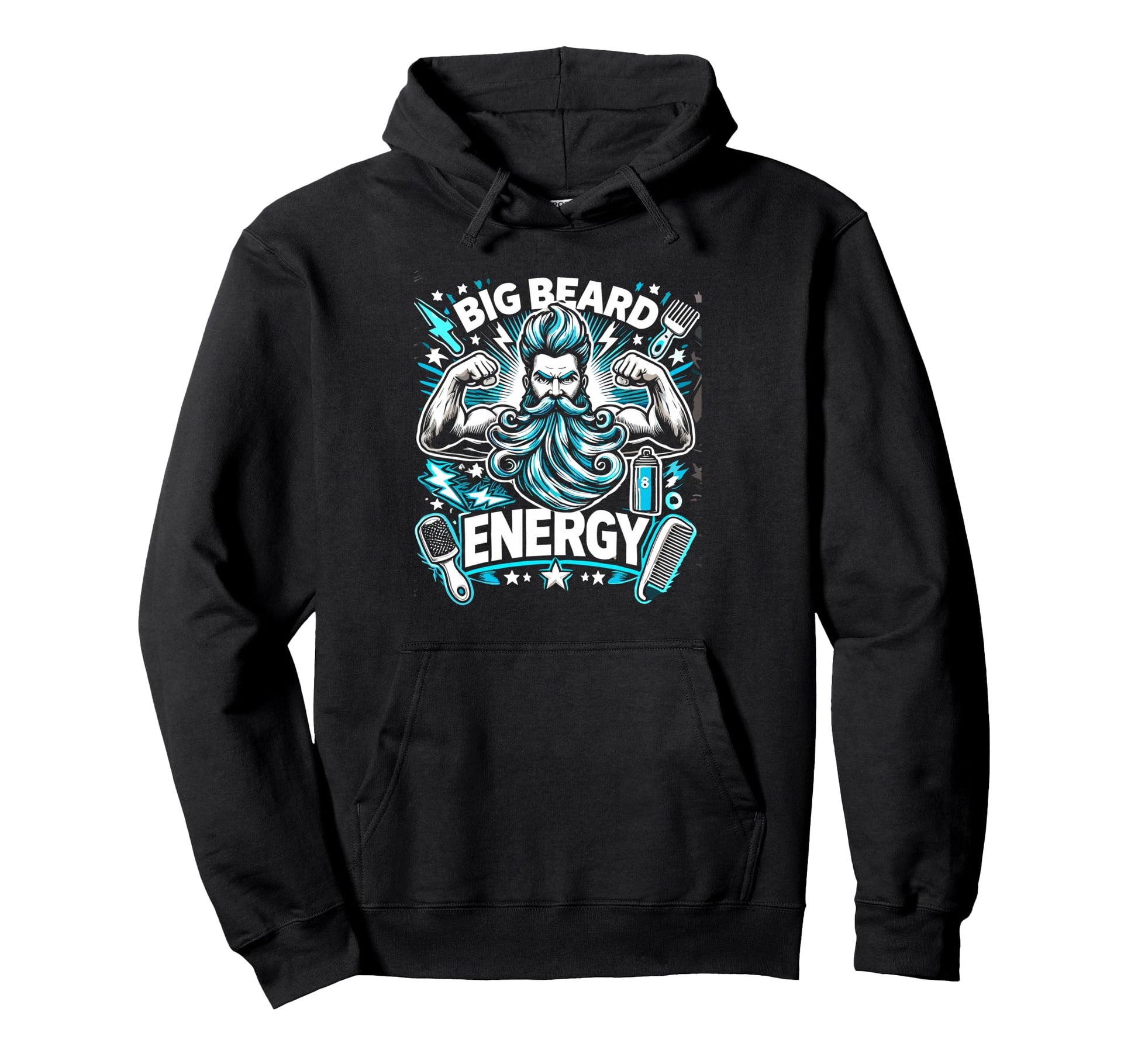 Big Beard Energy Funny Bearded Dad Daddy Hoodie - Graphic Print Unisex - T-Shirt, Sweatshirt, Hoodie