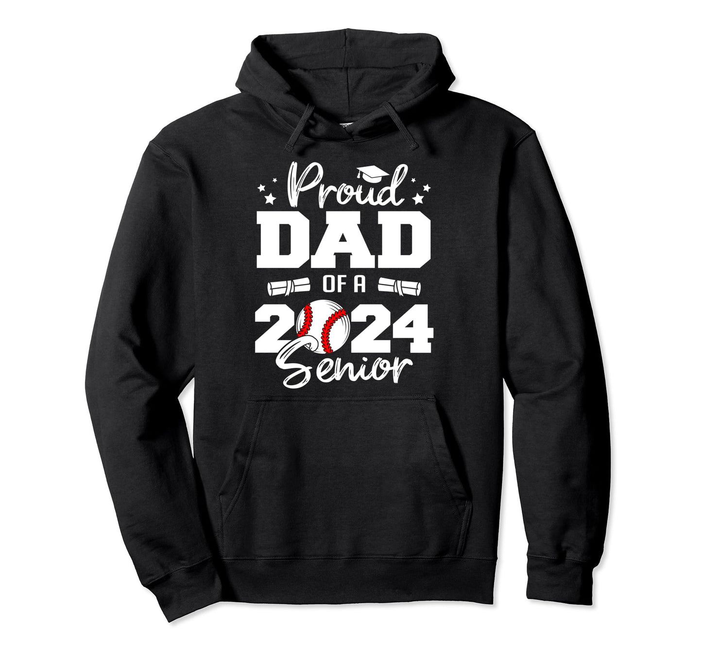 Proud Dad 2024 Senior Funny Baseball Hoodie - Minimalist Print for Adults - T-Shirt, Sweatshirt, Hoodie