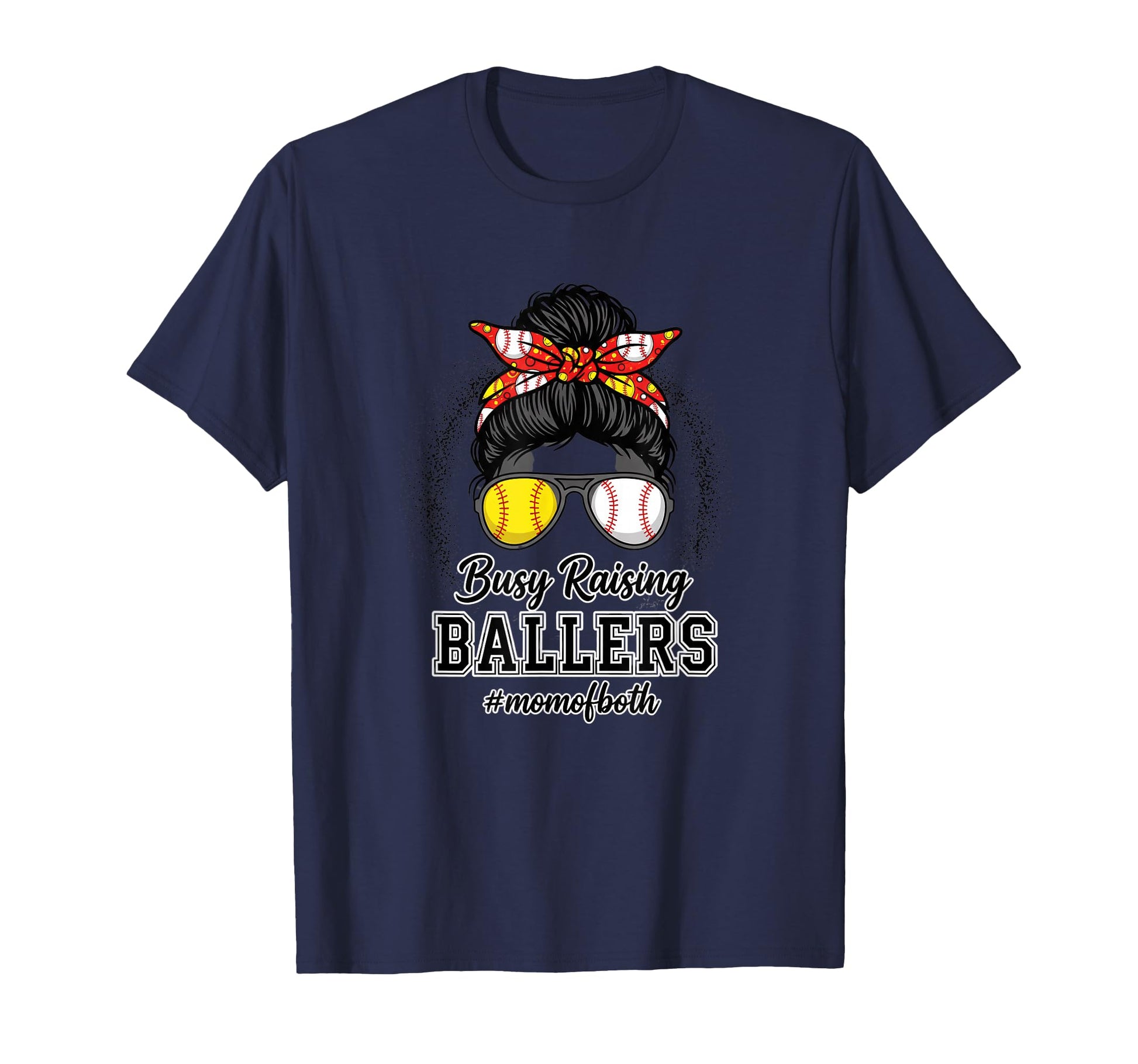 Mom Busy Raising Ballers Mom Both T-Shirt - Minimalist Print for Adults - T-Shirt, Sweatshirt, Hoodie
