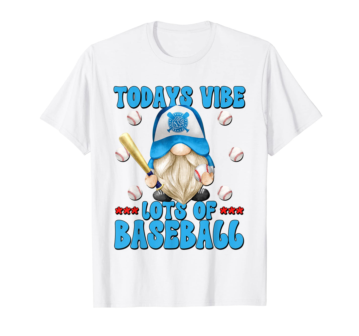 Blue Sports Gnome And Baseball Lover T-Shirt - Custom Art Print for Adults - T-Shirt, Sweatshirt, Hoodie