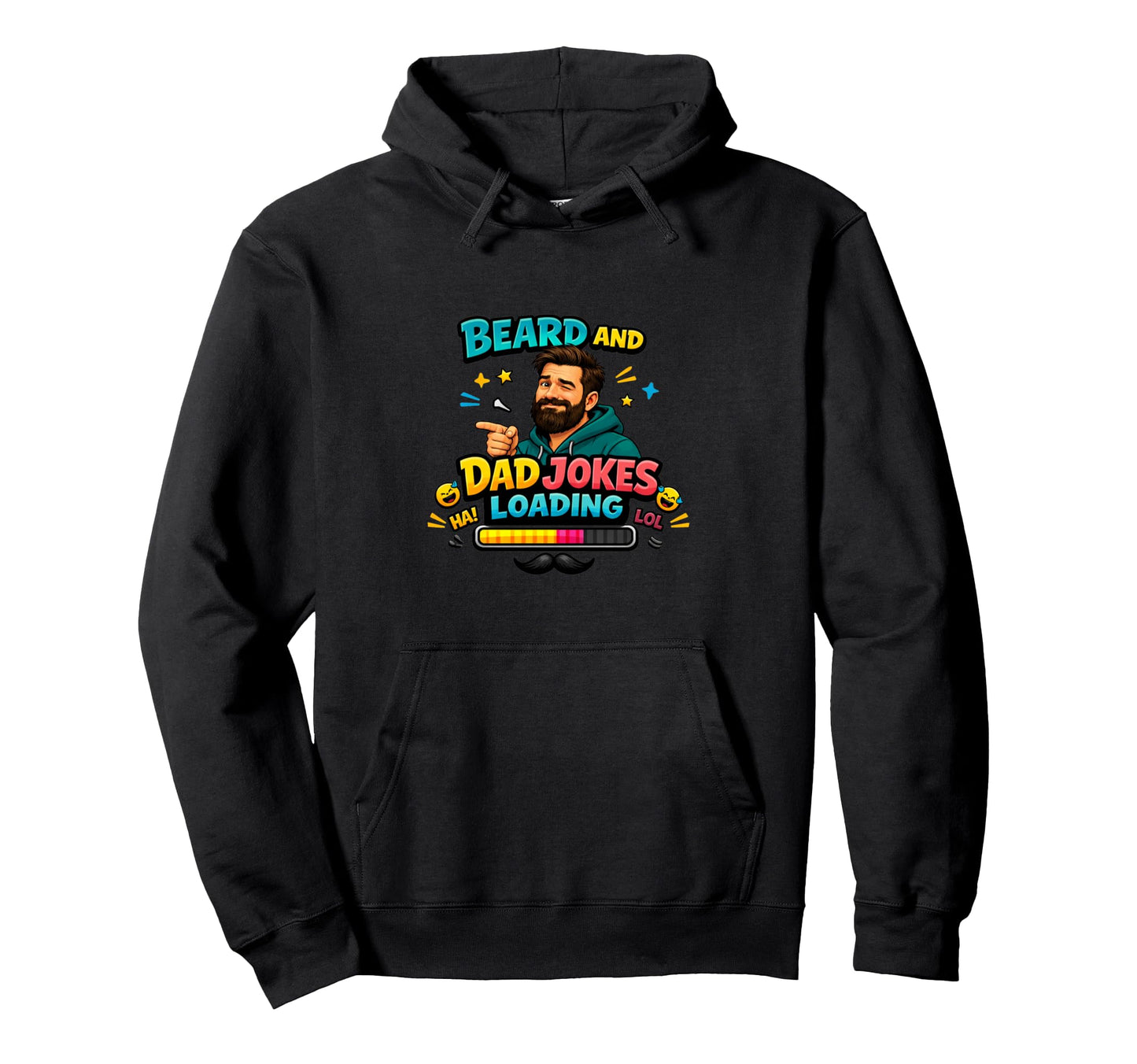 Beard Dad Jokes Loading Funny Father Hoodie - Minimalist Print Men Women - T-Shirt, Sweatshirt, Hoodie