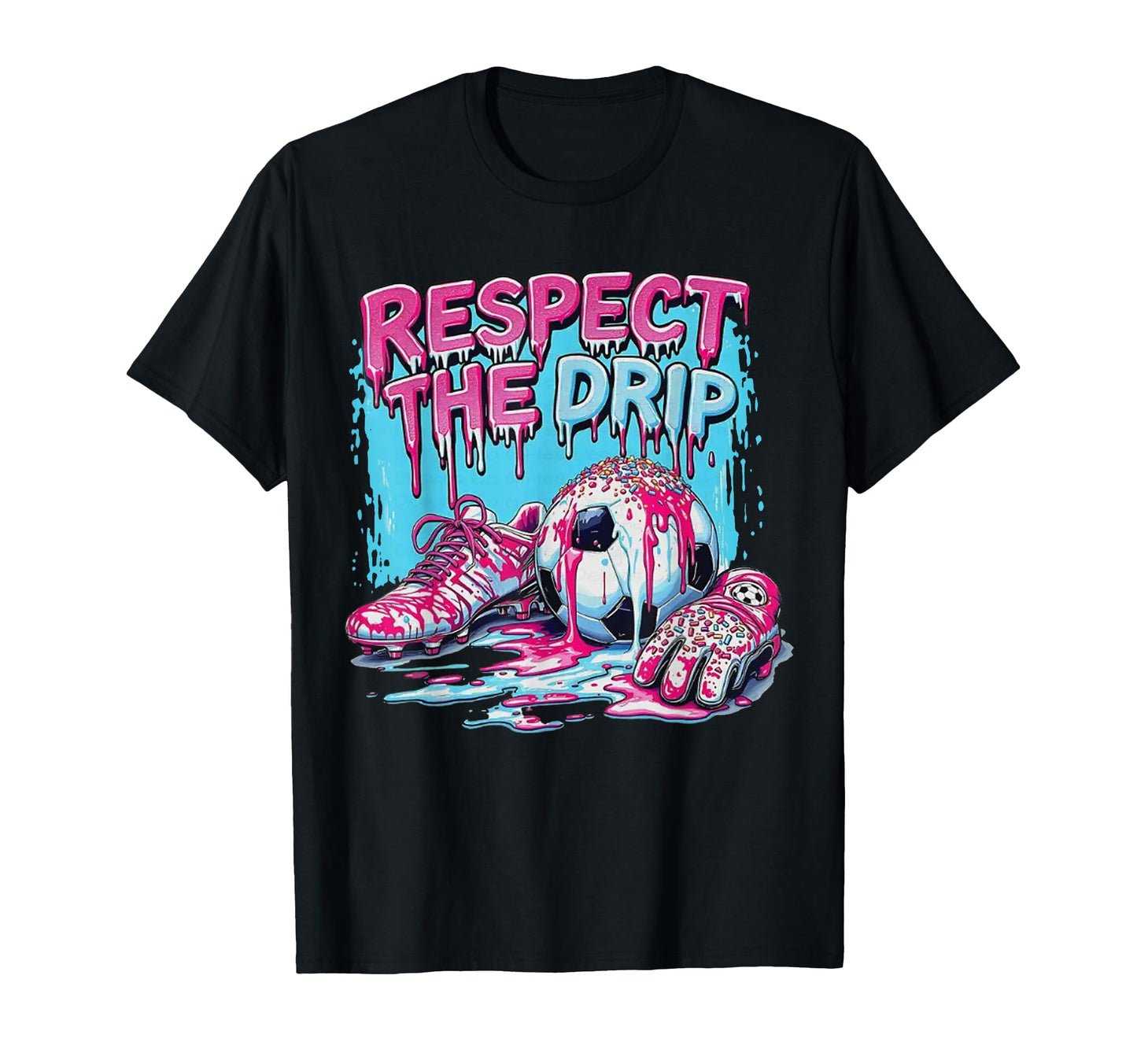 Soccer Drip Ice Cream Dripping T-Shirt - Aesthetic Graphic Men Women - T-Shirt, Sweatshirt, Hoodie