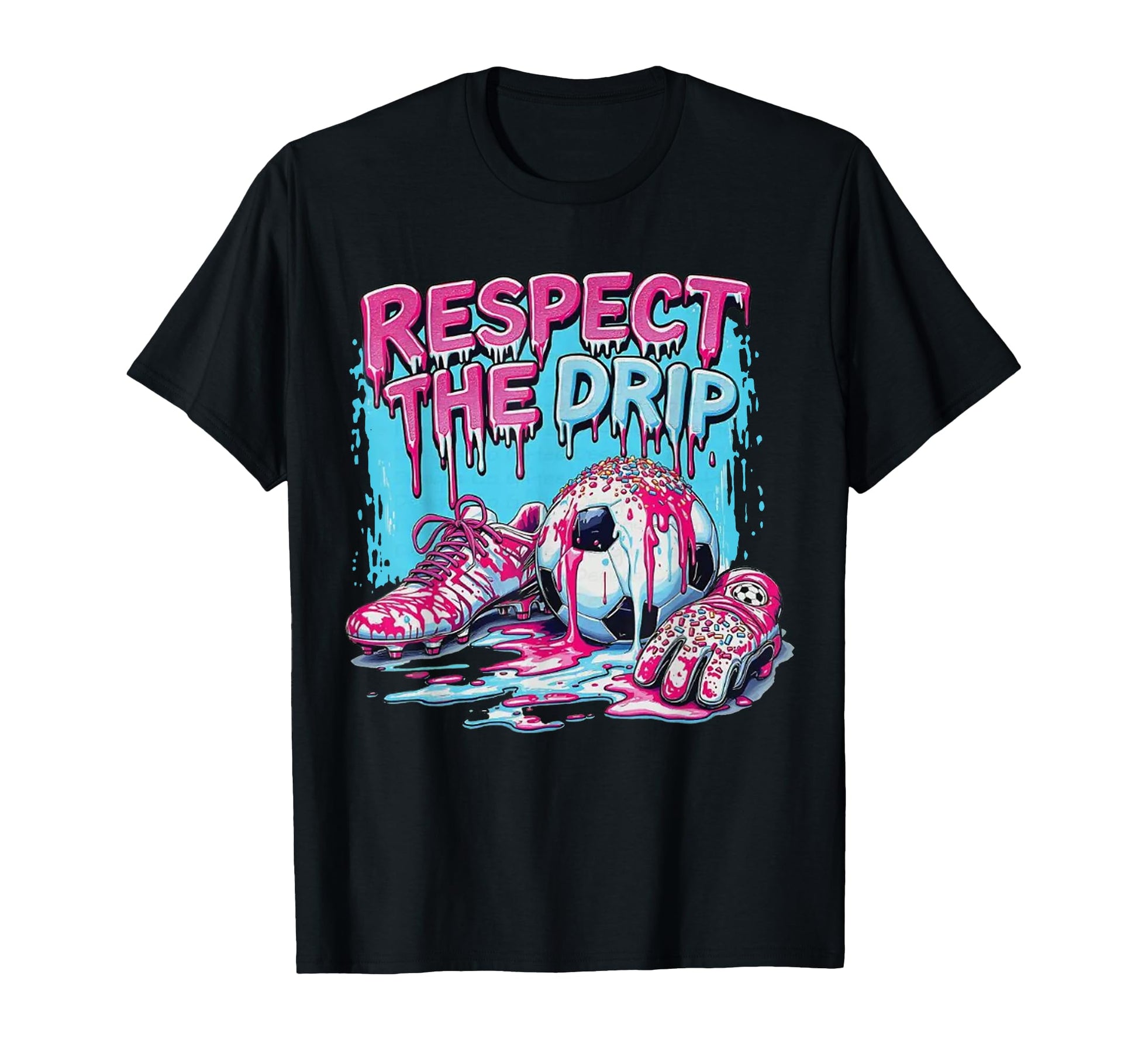Soccer Drip Ice Cream Dripping T-Shirt - Aesthetic Graphic Men Women - T-Shirt, Sweatshirt, Hoodie
