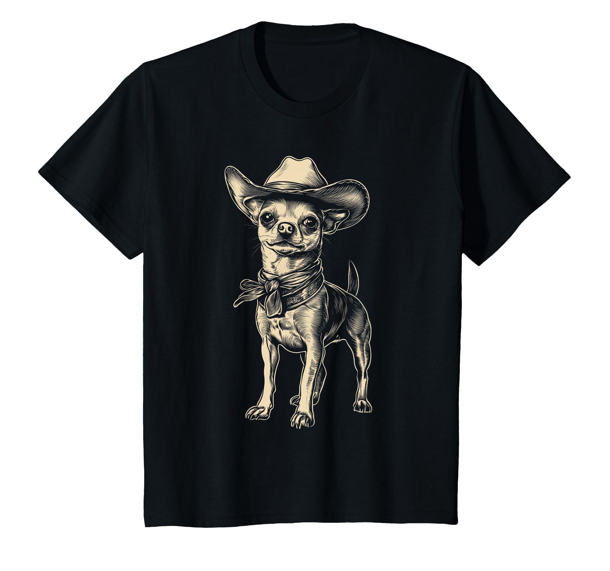 Chihuahua Wearing Cowboy Hat Funny T-Shirt - Graphic Print for Adults - T-Shirt, Sweatshirt, Hoodie