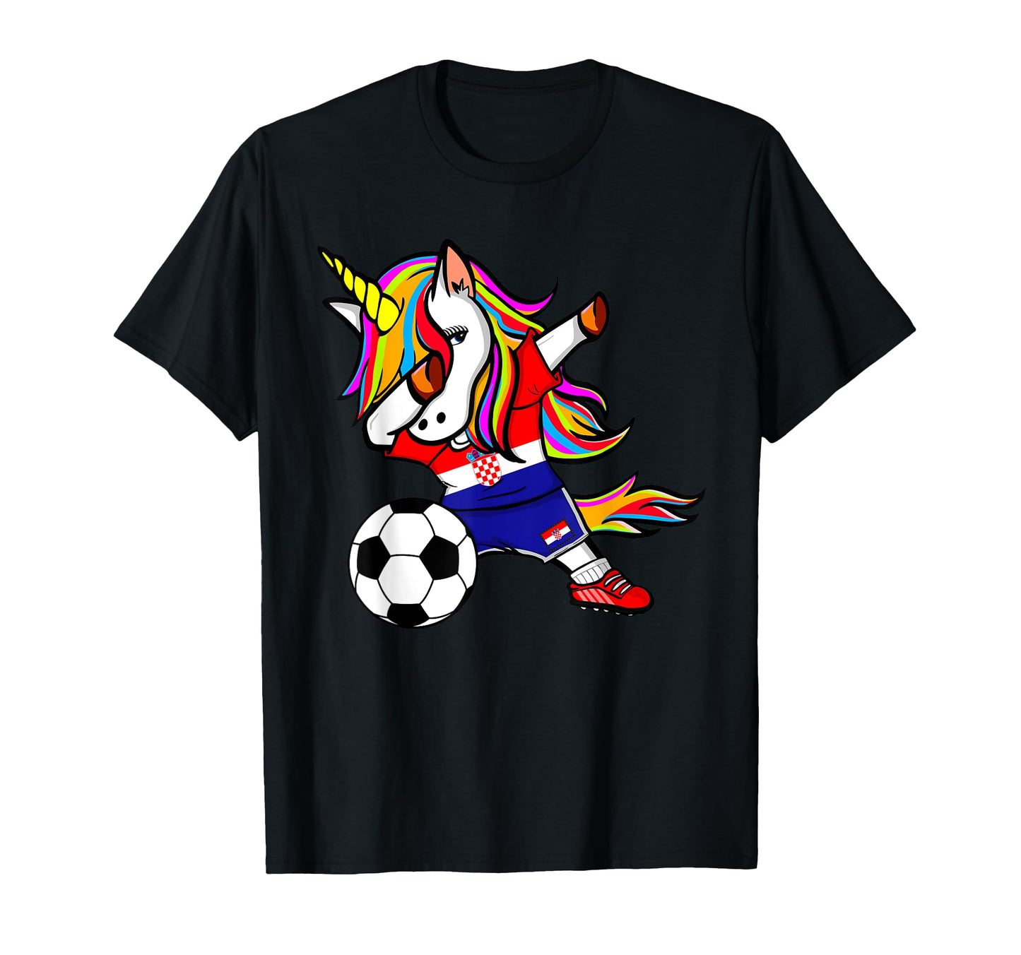 Funny Dabbing Unicorn Croatia Football T-Shirt - Trendy Graphic for Adults - T-Shirt, Sweatshirt, Hoodie