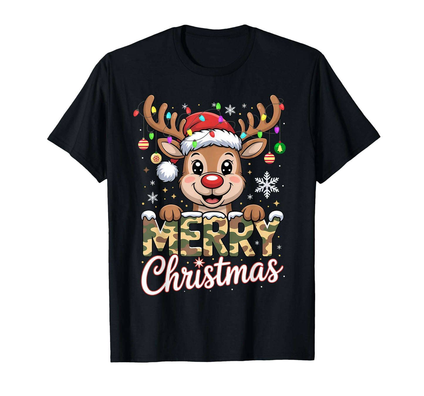 Merry Reindeer Camouflage Matching T-Shirt - Unique Graphic Men Women - T-Shirt, Sweatshirt, Hoodie