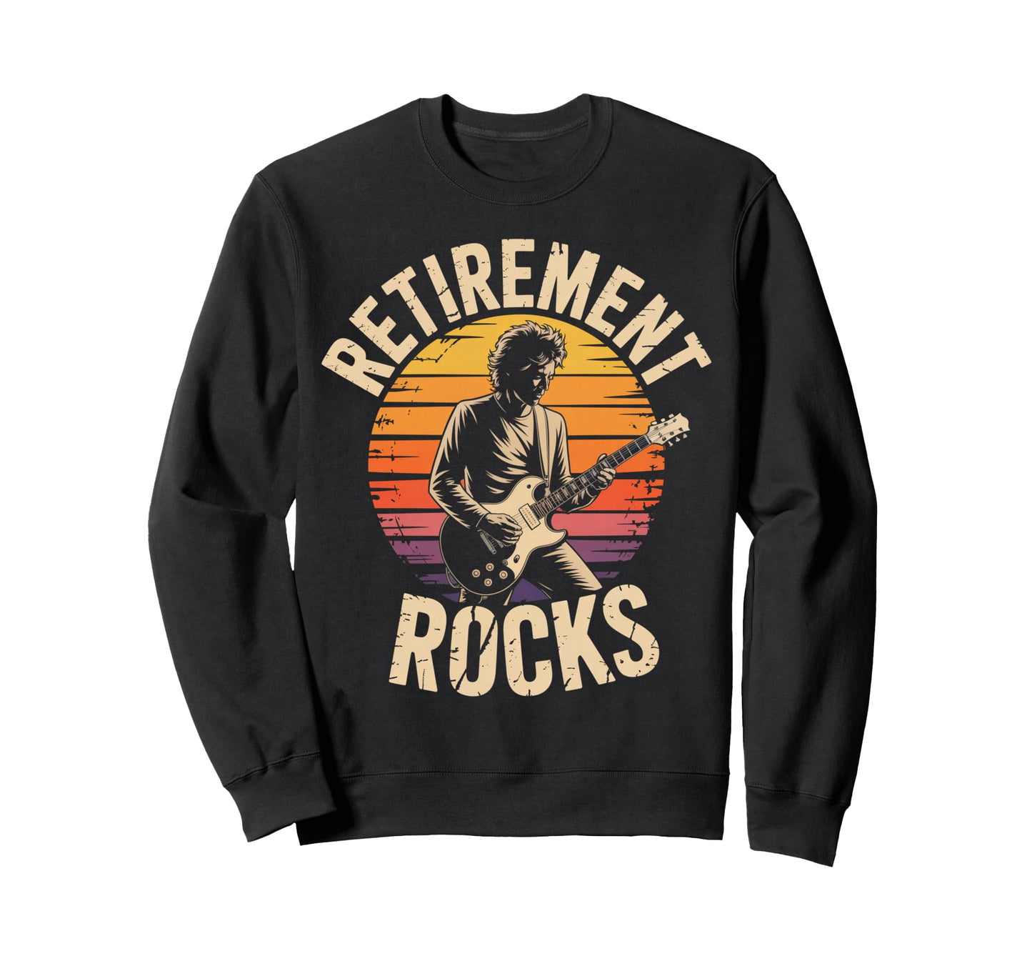 Retirement Rocks Acoustic Guitar Old Sweatshirt - Trendy Graphic Unisex - T-Shirt, Sweatshirt, Hoodie