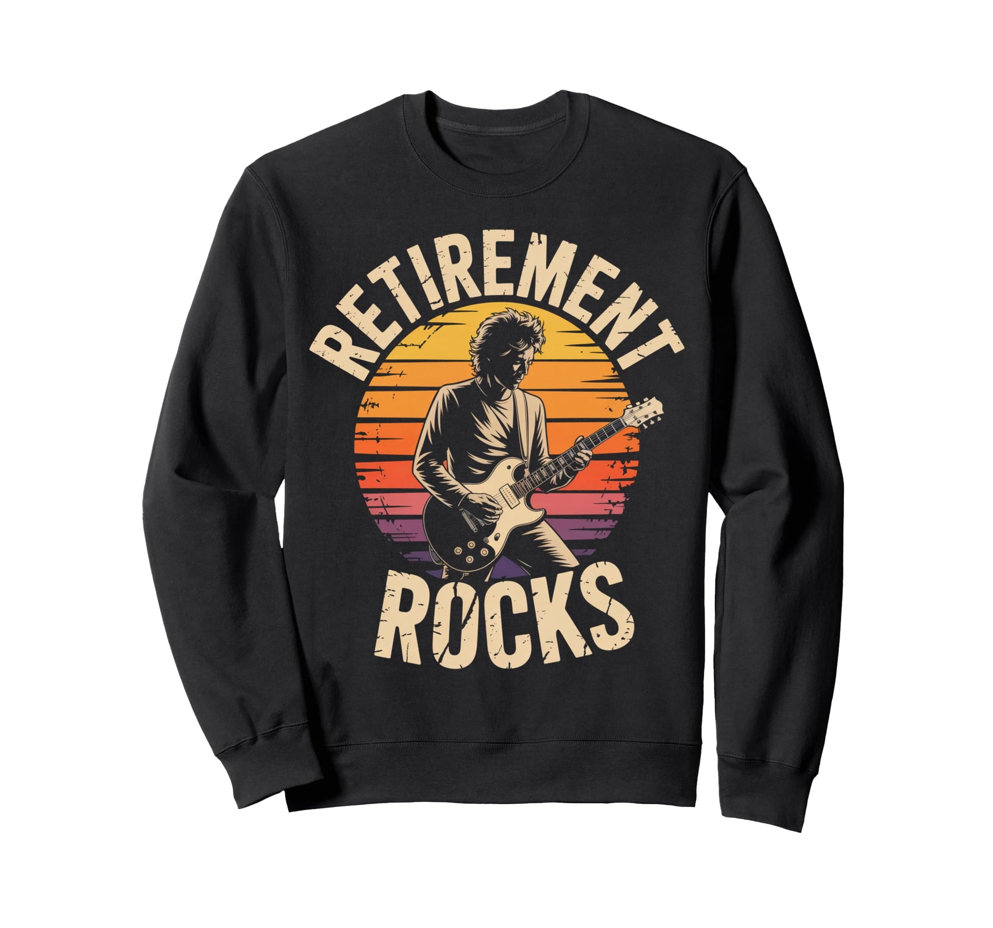 Retirement Rocks Acoustic Guitar Old Sweatshirt - Trendy Graphic Unisex - T-Shirt, Sweatshirt, Hoodie