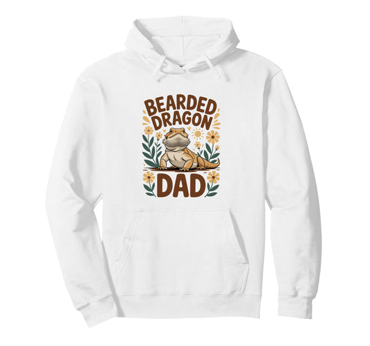 Bearded Dragon Dad Floral Hoodie - Casual Everyday Wear Men Women - T-Shirt, Sweatshirt, Hoodie