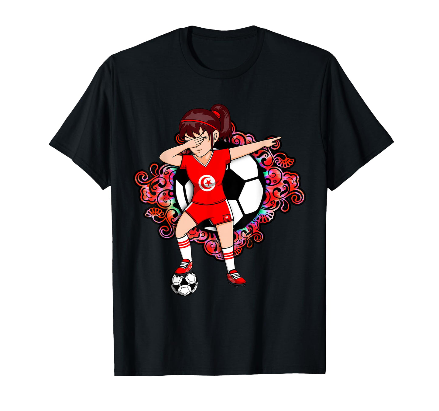 Dabbing Soccer Tunisia Jersey Floral T-Shirt - Casual Everyday Wear Unisex - T-Shirt, Sweatshirt, Hoodie